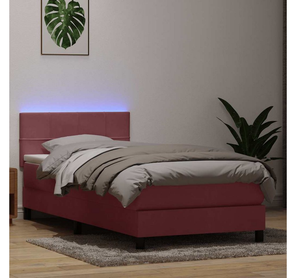 vidaXL Boxspringbett, Boxspringbett mit Matratze Rosa 90x220 cm Samt günstig online kaufen