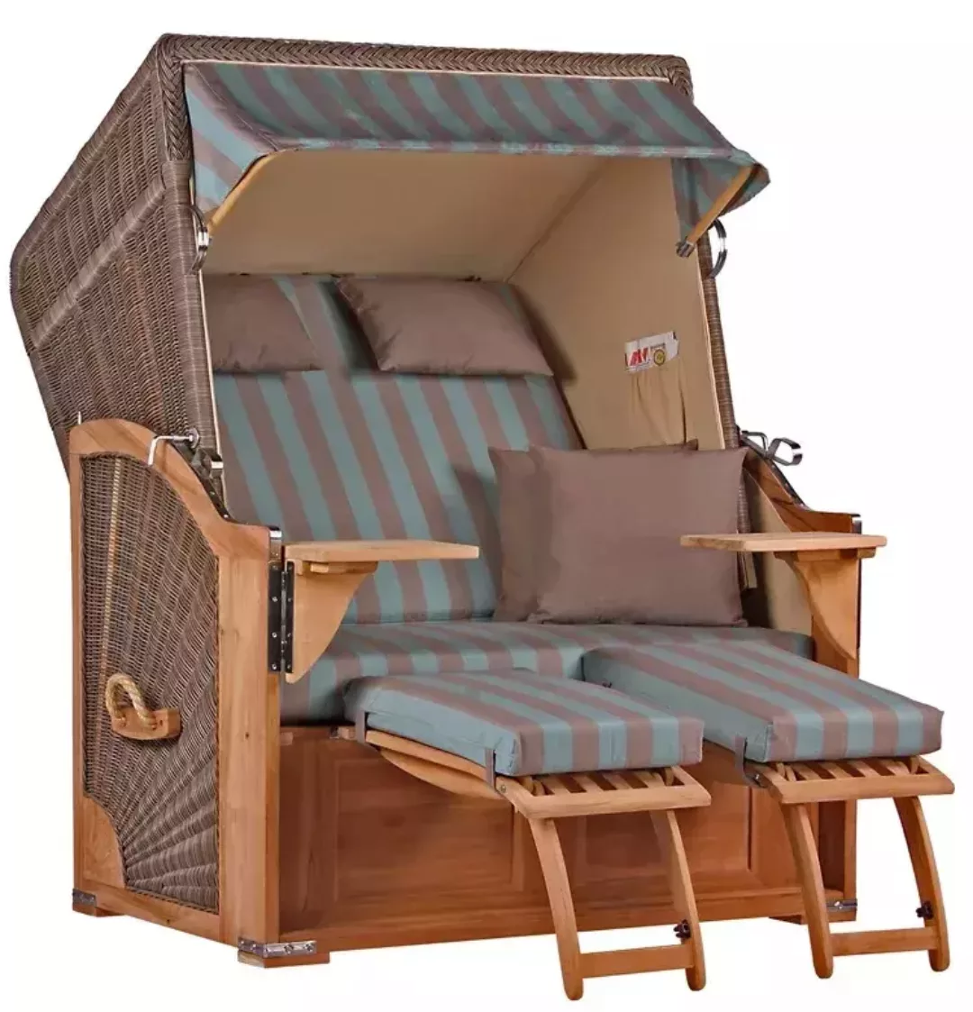 GarWoh Strandkorb Nordstrand Teak PE Grey Dessin 520 günstig online kaufen