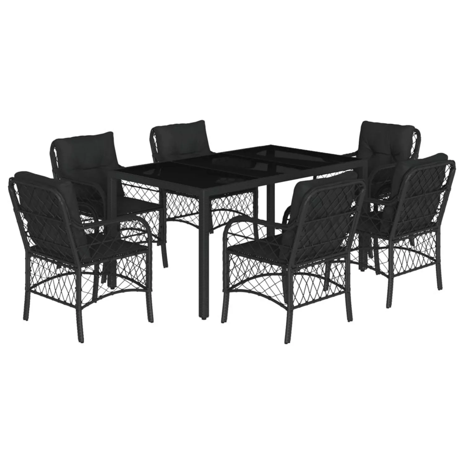 vidaXL 7-tlg Garten-Essgruppe mit Kissen Schwarz Poly Rattan Modell 103 günstig online kaufen