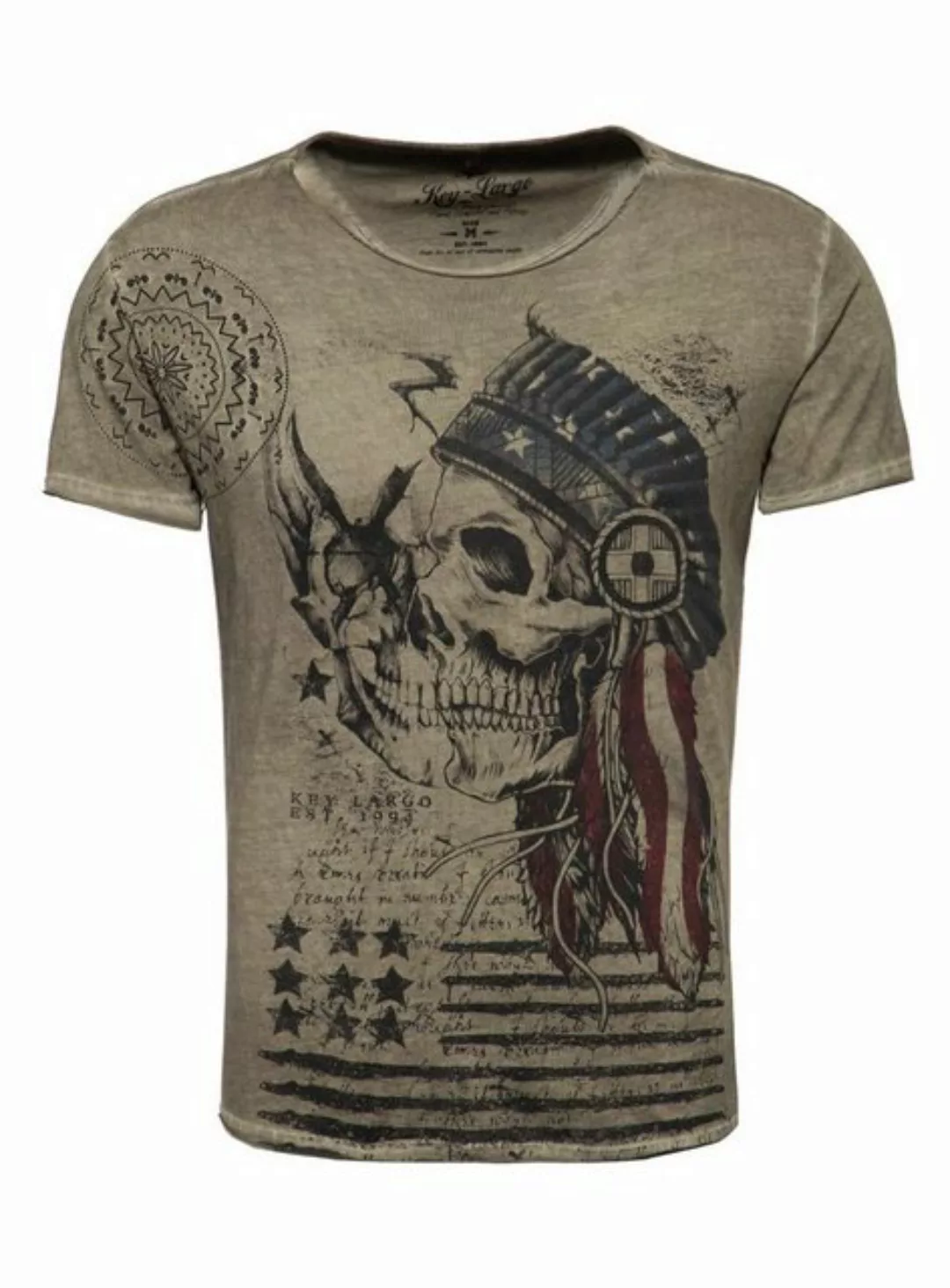 Key Largo T-Shirt T-Shirt Indian Skull Totenkopf Print Motiv vintage Look M günstig online kaufen