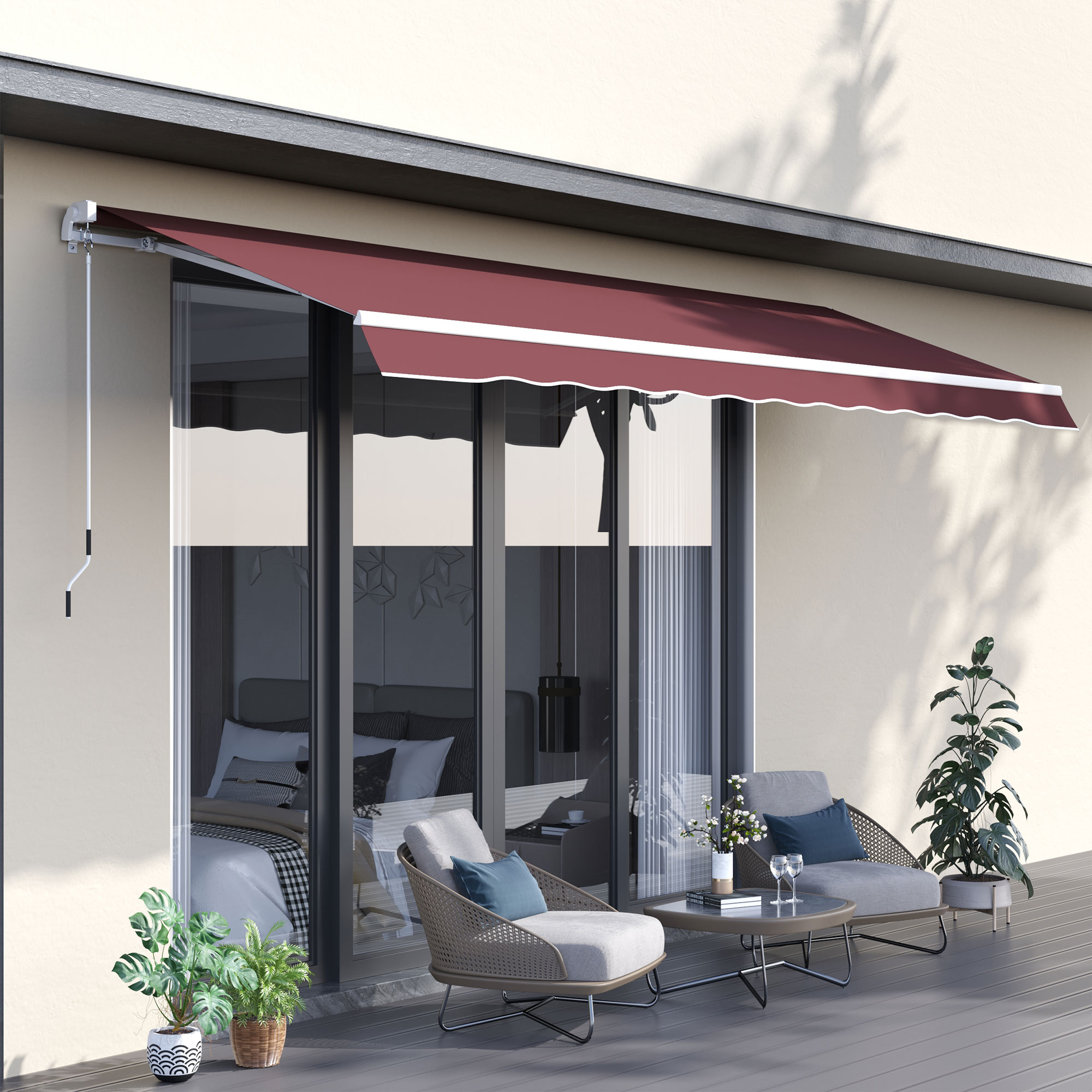 Outsunny Markise Manuelles Ausziehbar mit einstellbarem Winkel Aluminium Po günstig online kaufen