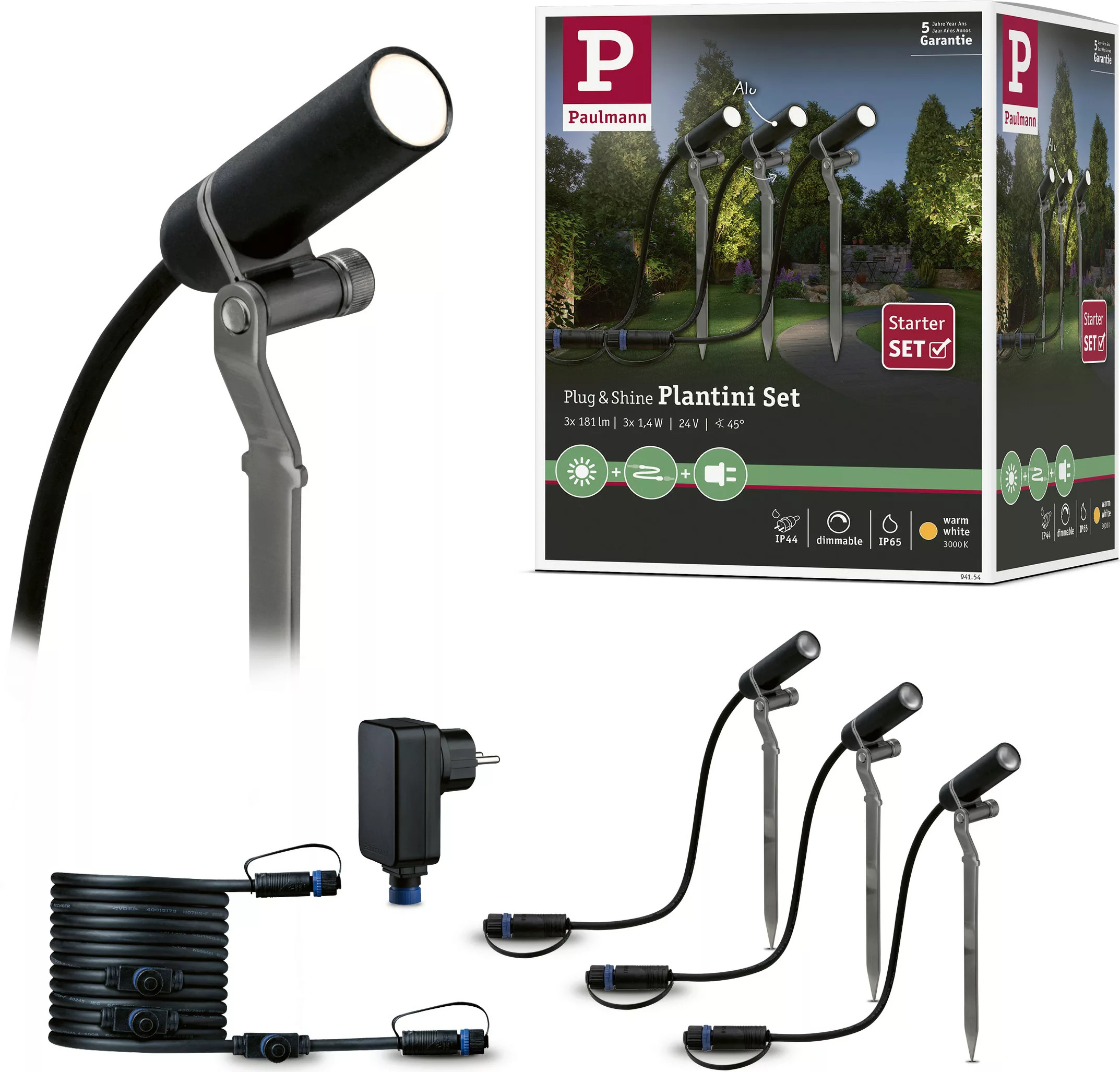 Paulmann LED Gartenstrahler "Plug & Shine", 3 flammig-flammig, LED-Modul, 3 günstig online kaufen