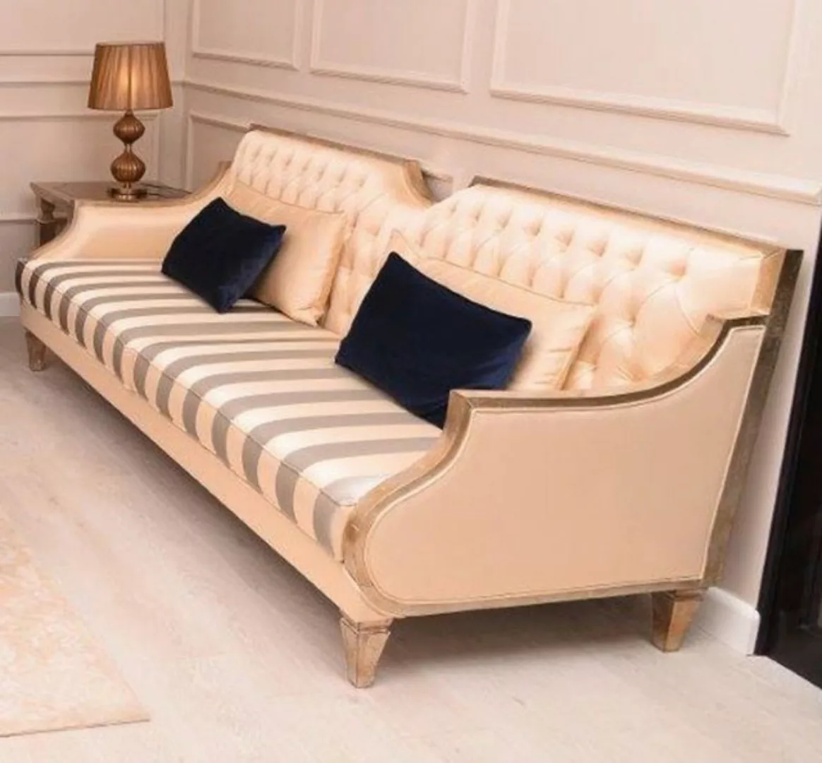 Casa Padrino Sofa Luxus Barock Sofa Beige / Silber / Gold - Handgefertigtes günstig online kaufen