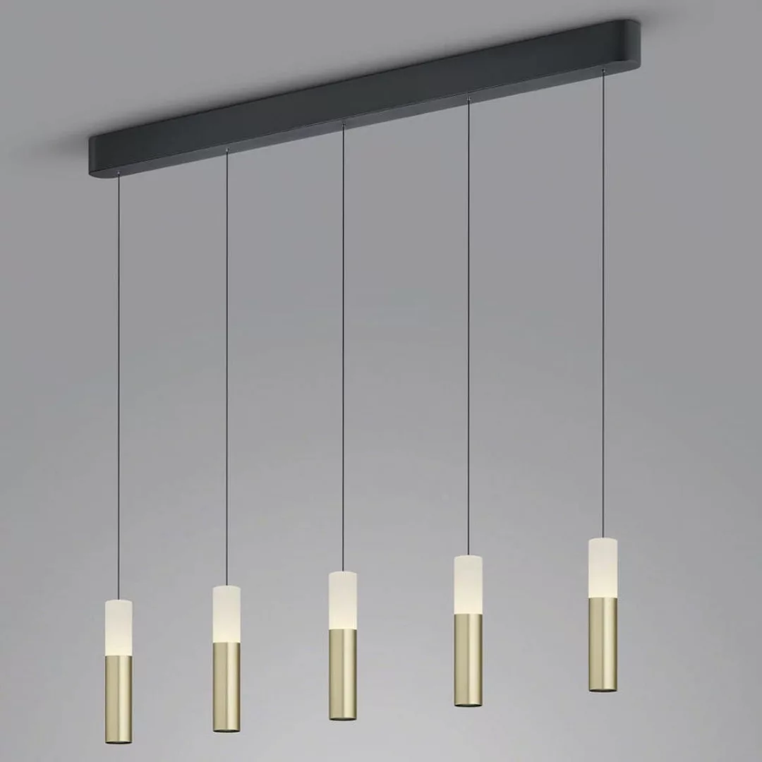 LED Pendelleuchte Lidos in Gold-matt und Weiß-satiniert 5x 11W 4350lm günstig online kaufen