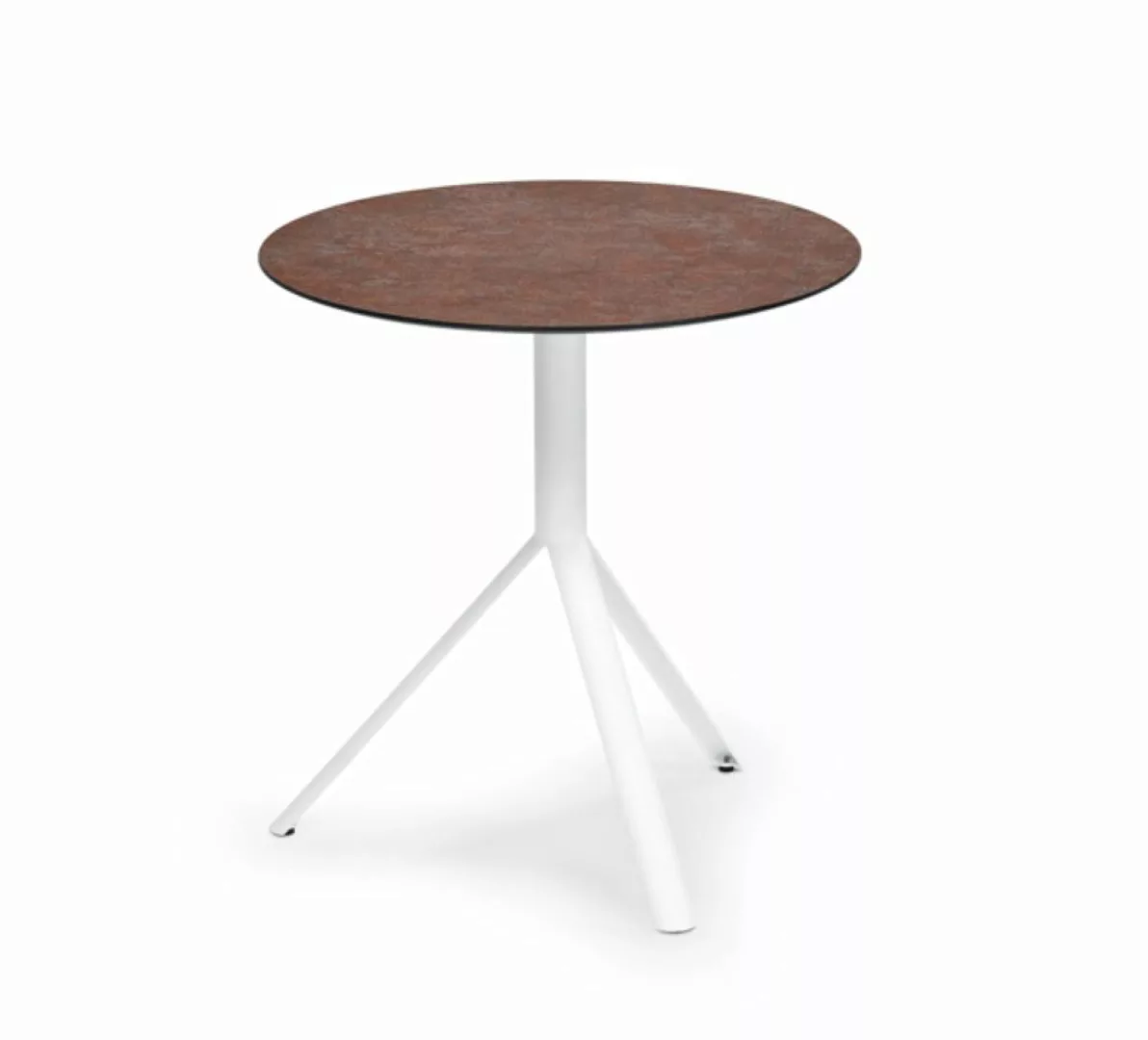 Trio Garten Beistelltisch wetterfest Weiß HPL Corten ∅70 cm günstig online kaufen