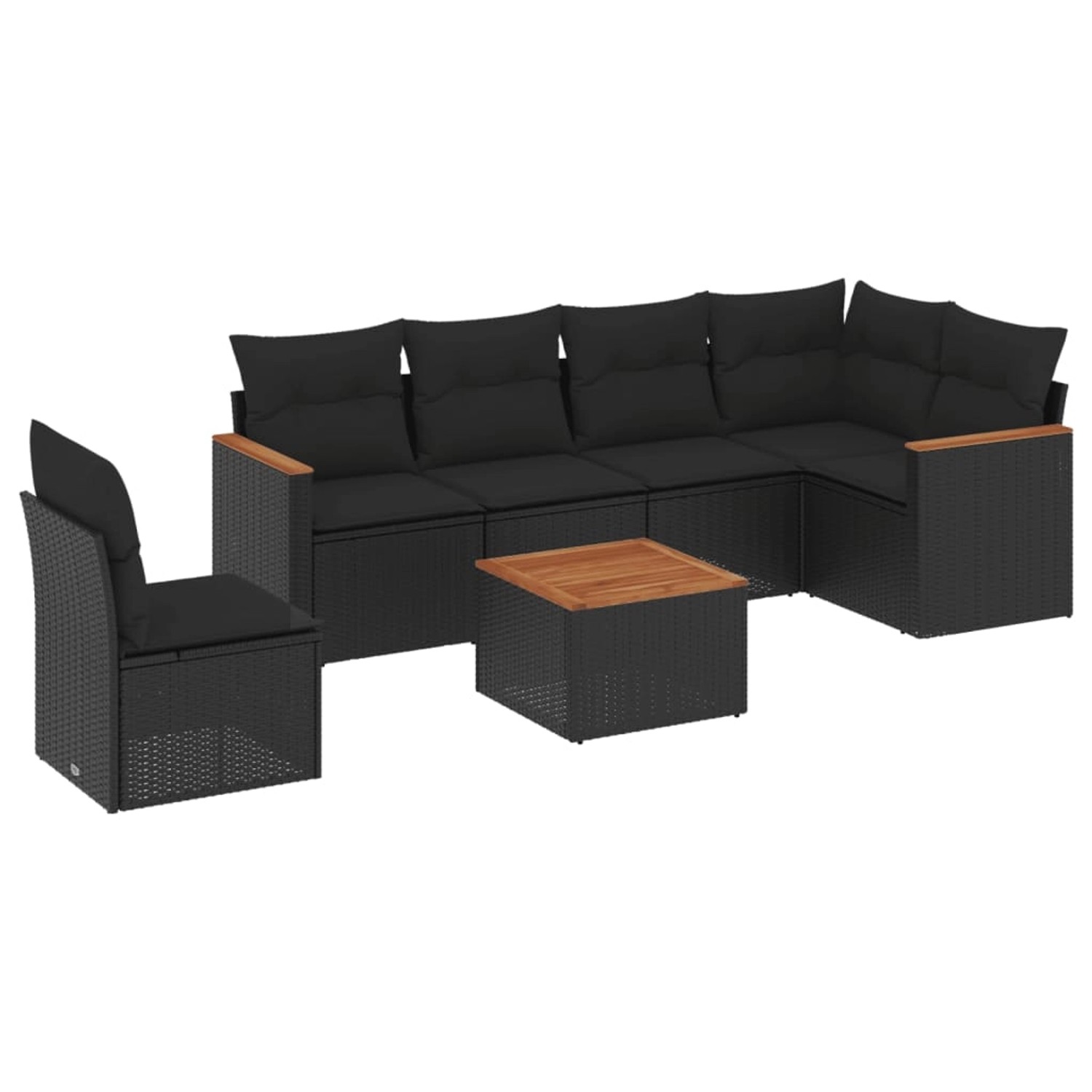 vidaXL 7-Tlg Garten-Sofagarnitur mit Kissen Schwarz Poly Rattan 3226020 günstig online kaufen