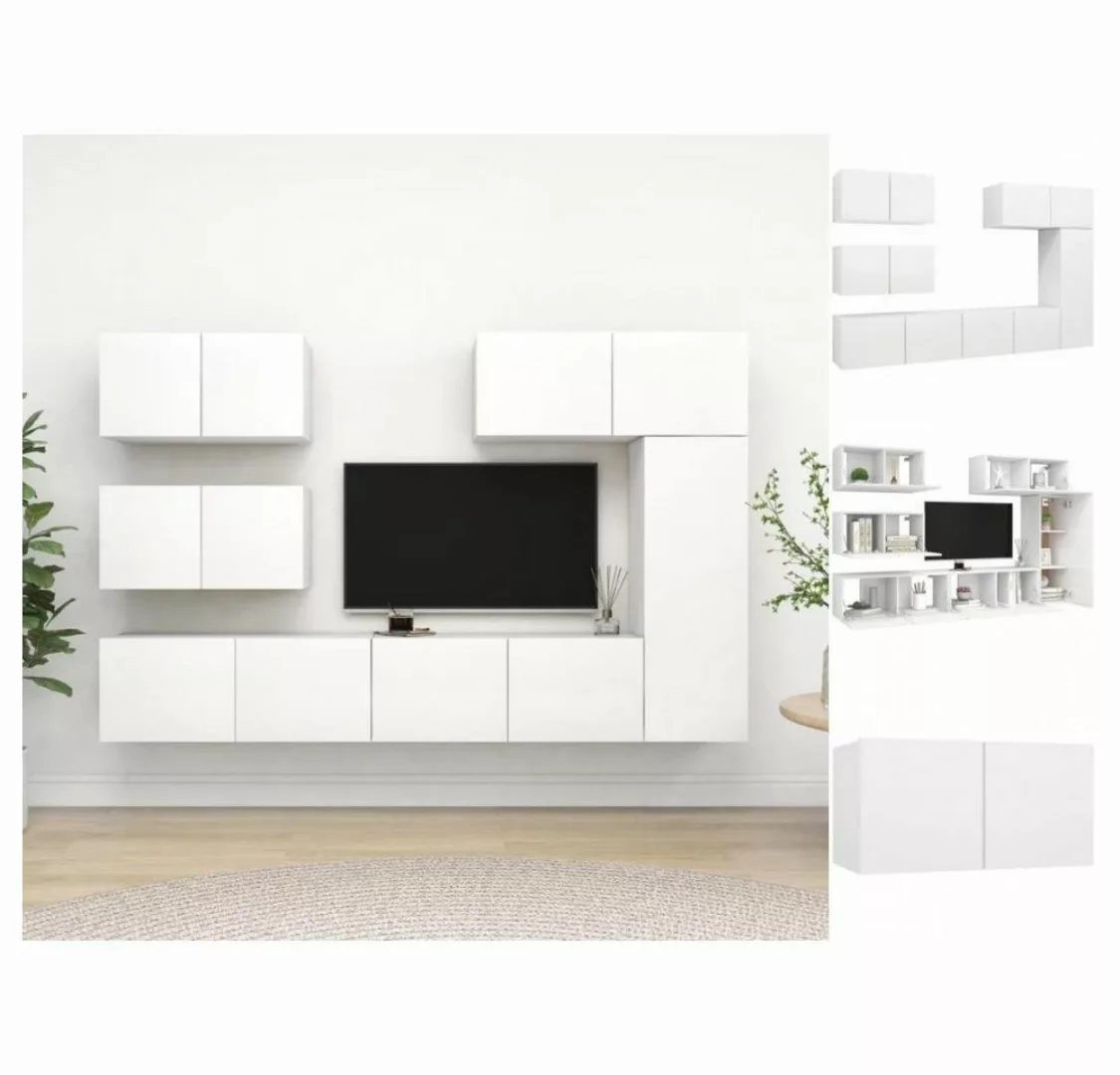 vidaXL TV-Schrank 6-tlg. TV-Schrank-Set Weiß Holzwerkstoff (6-St) günstig online kaufen