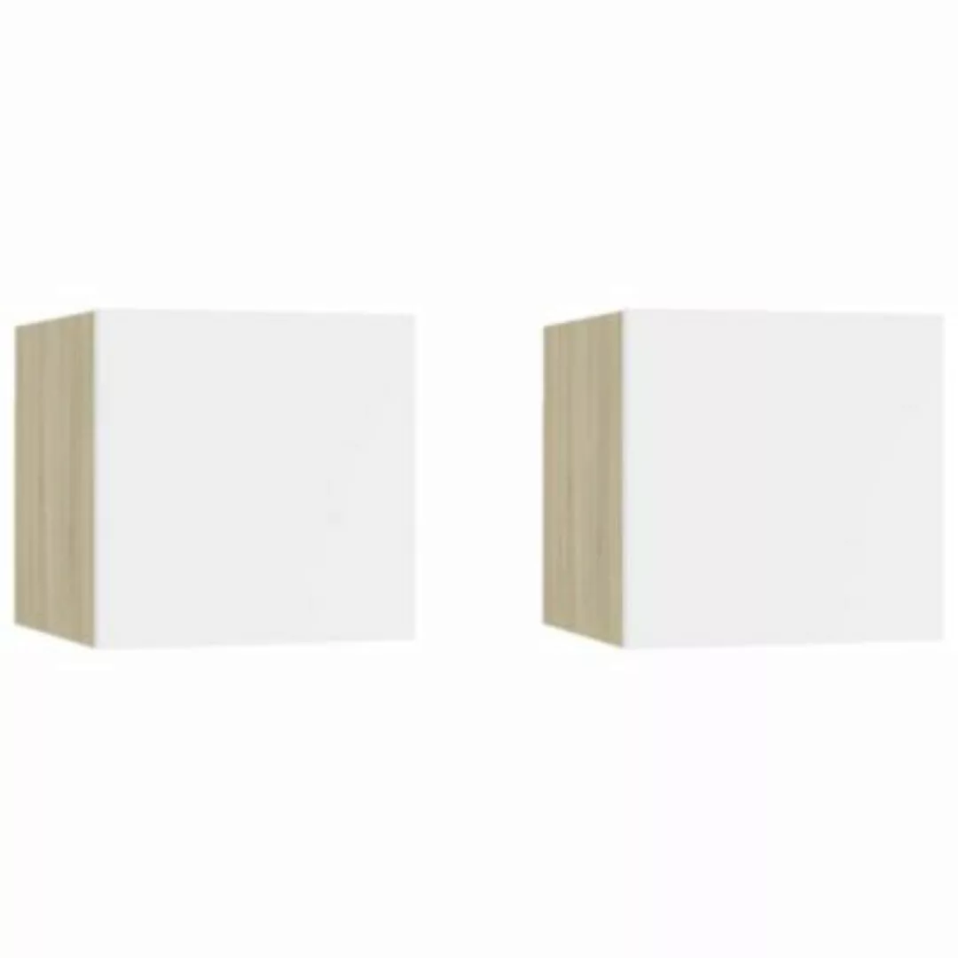 Nachttische 2 Stk. Weiß Sonoma-eiche 30,5x30x30 Cm Spanplatte günstig online kaufen
