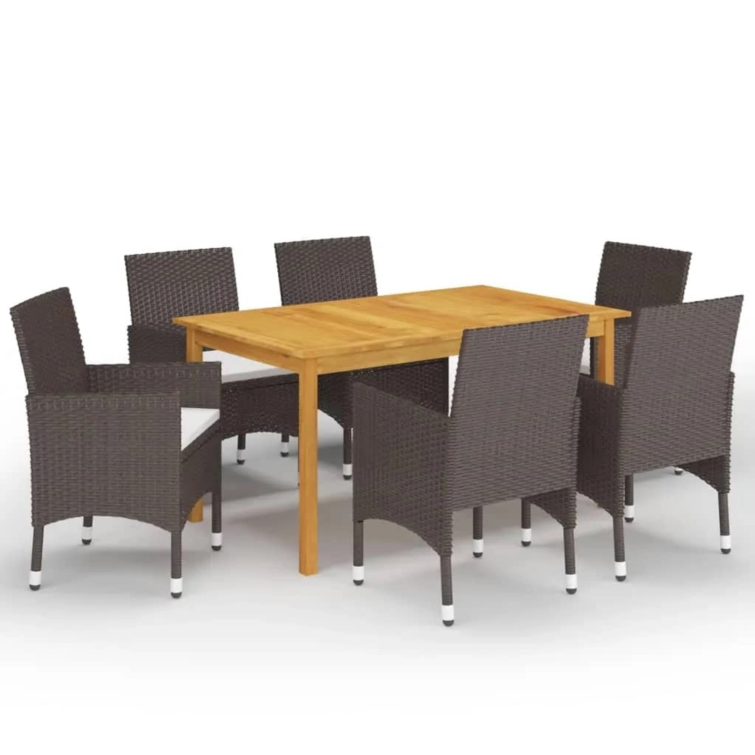 vidaXL 7-Tlg Garten-Essgruppe mit Kissen Braun 3095864 günstig online kaufen