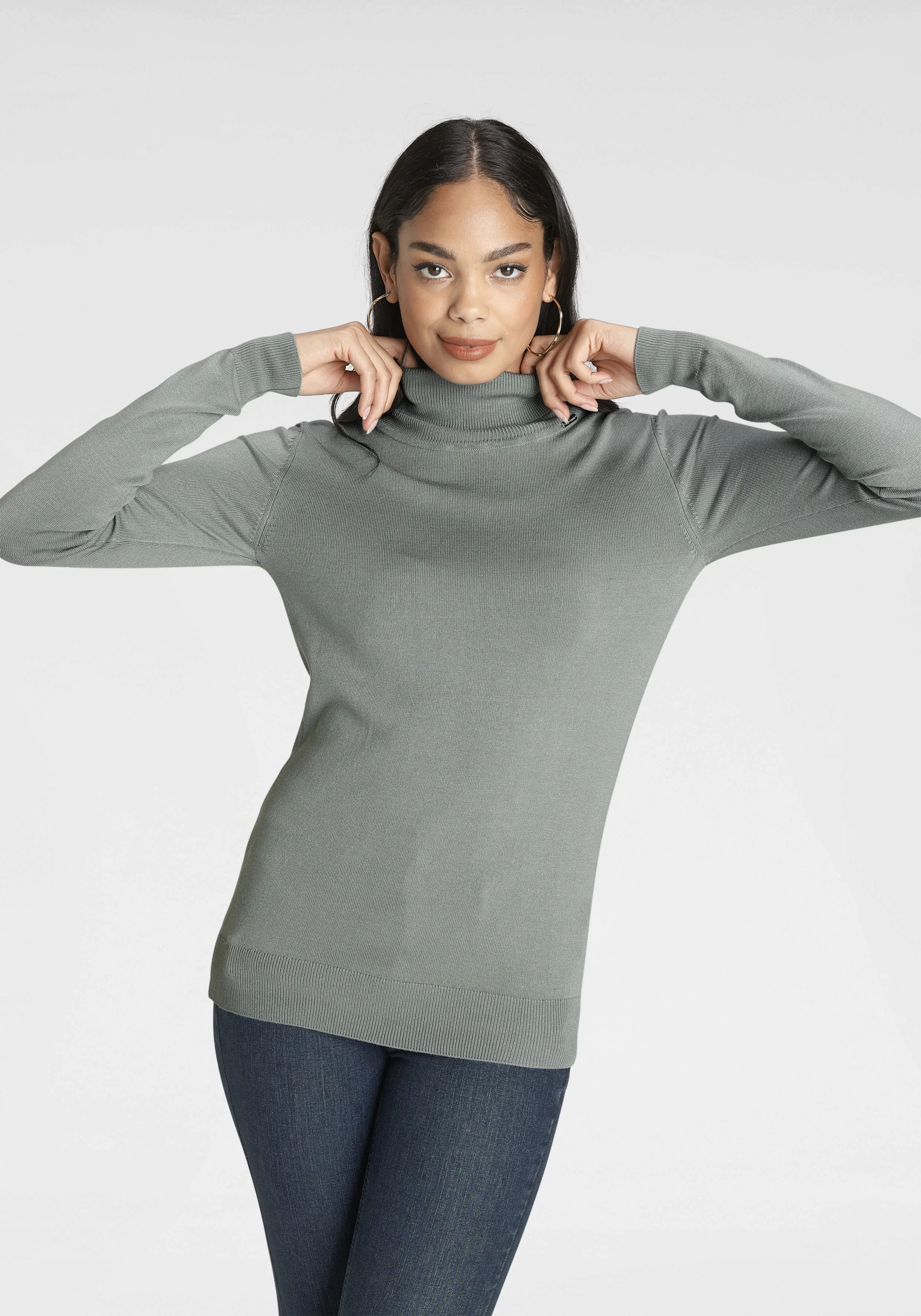 Bruno Banani Rollkragenpullover mit Metalllogo-NEUE FARBEN günstig online kaufen