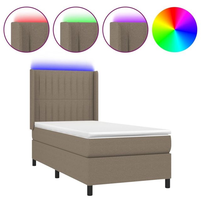 vidaXL Bett Boxspringbett mit Matratze & LED Taupe 90x200 cm Stoff günstig online kaufen