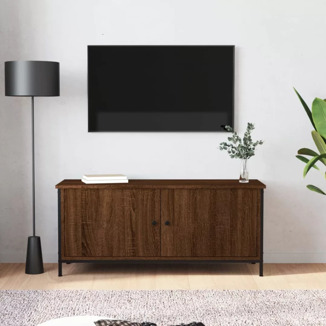 Vidaxl Tv-schrank Mit Türen Braun Eiche 102x35x45cm Holzwerkstoff günstig online kaufen