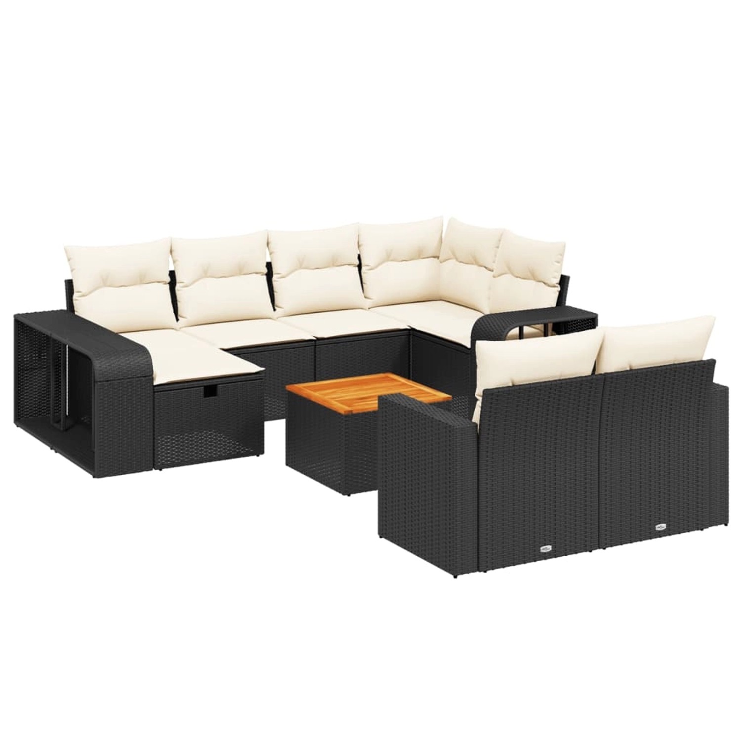 vidaXL 11-Tlg Garten-Sofagarnitur mit Kissen Schwarz Poly Rattan 3266256 günstig online kaufen