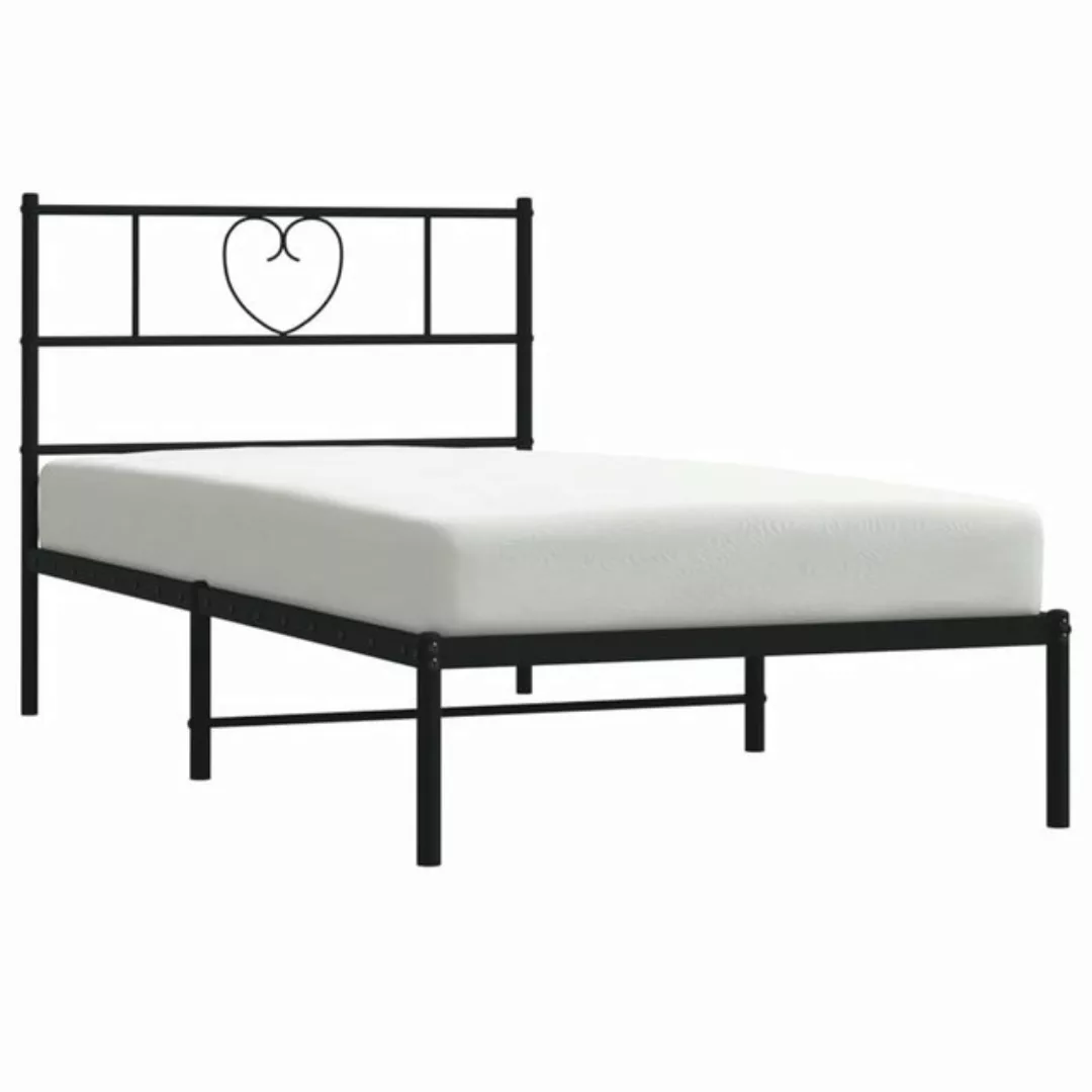 vidaXL Bettgestell Bettrahmen mit Kopfteil Metall Schwarz 80x200 cm Bett Be günstig online kaufen