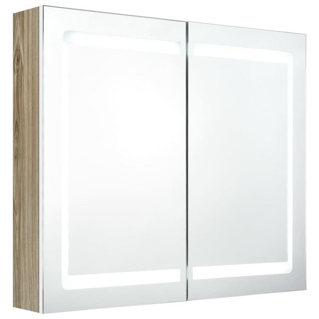 vidaXL Spiegelschrank LED Bad Spiegelschrank Weiß und Eichenoptik 80x12x68 günstig online kaufen