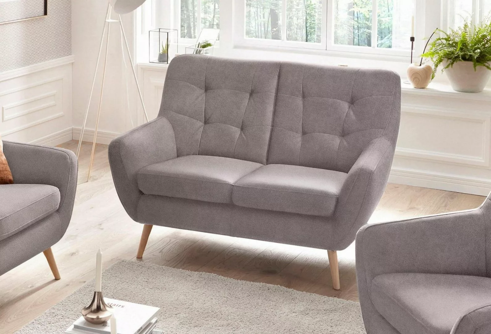 exxpo - sofa fashion 2-Sitzer "Scandi, bequem, aufwendige Rückenpolsterung günstig online kaufen