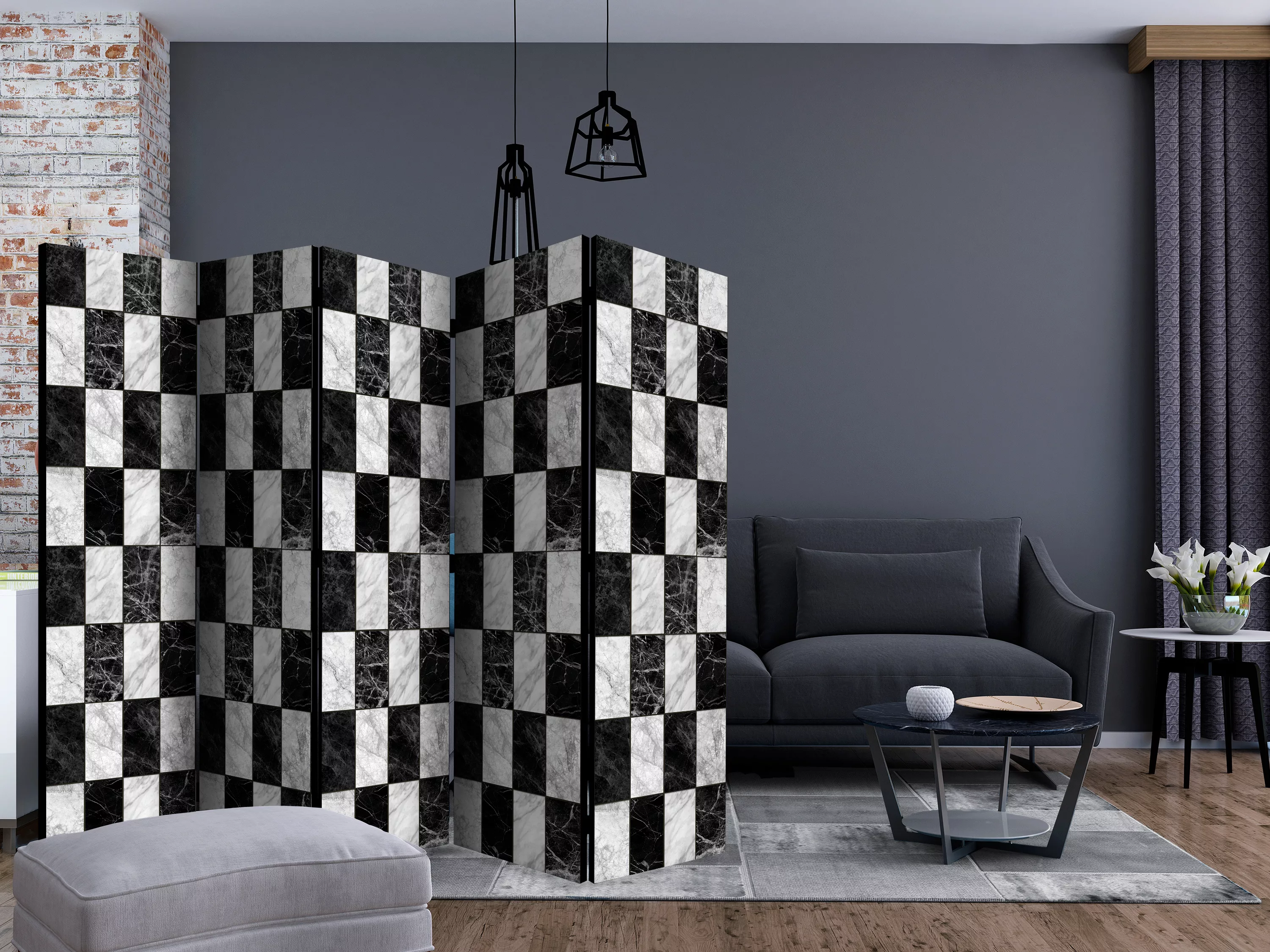 5-teiliges Paravent - Checker Ii [room Dividers] günstig online kaufen