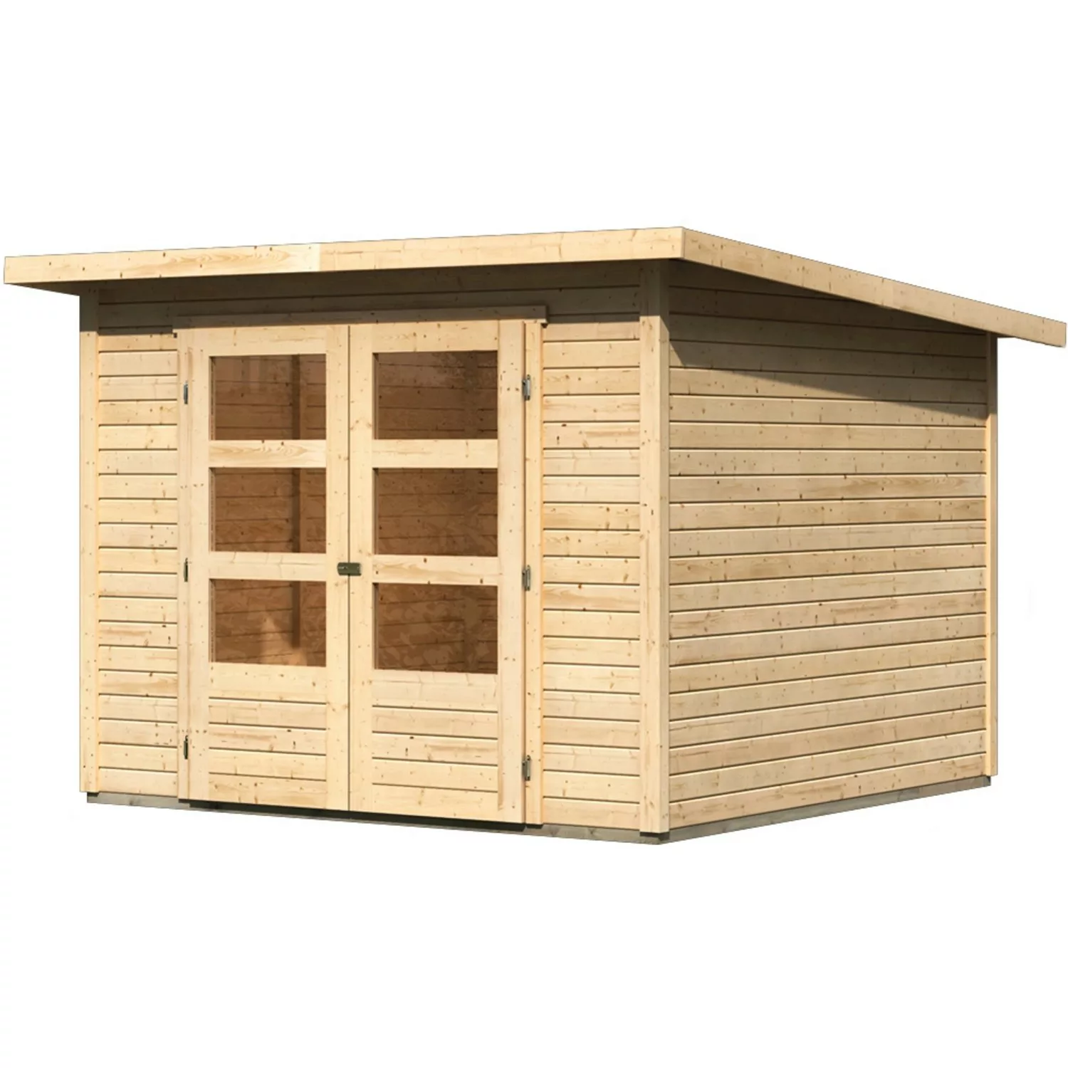 Karibu Holz-Gartenhaus/Gerätehaus Sitten Natur Pultdach Unbehandelt 242 cm günstig online kaufen