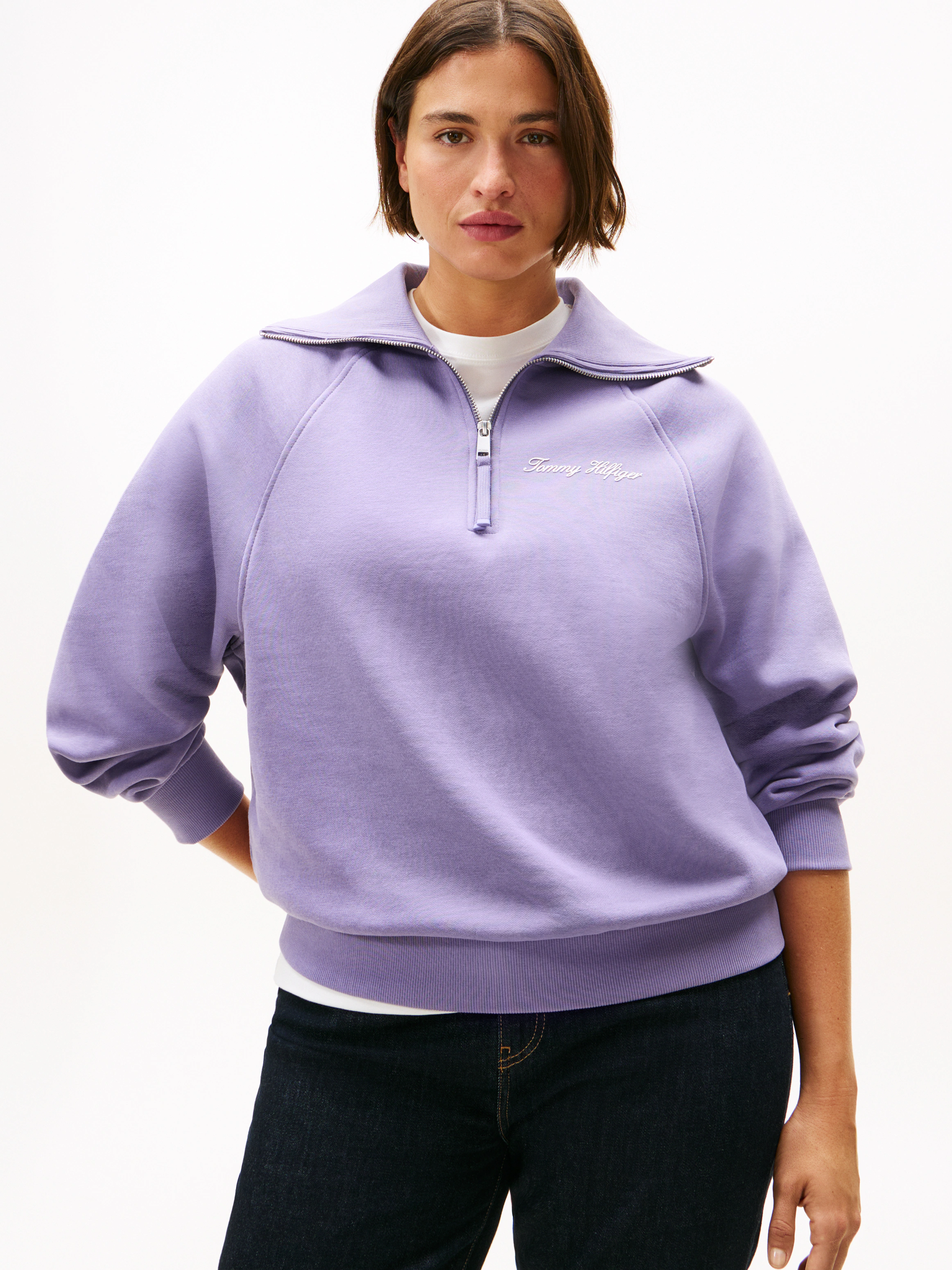 Tommy Hilfiger Curve Sweatshirt "CRV CLASSIC SCRIPT FLEECE 1/2ZIP", in groß günstig online kaufen