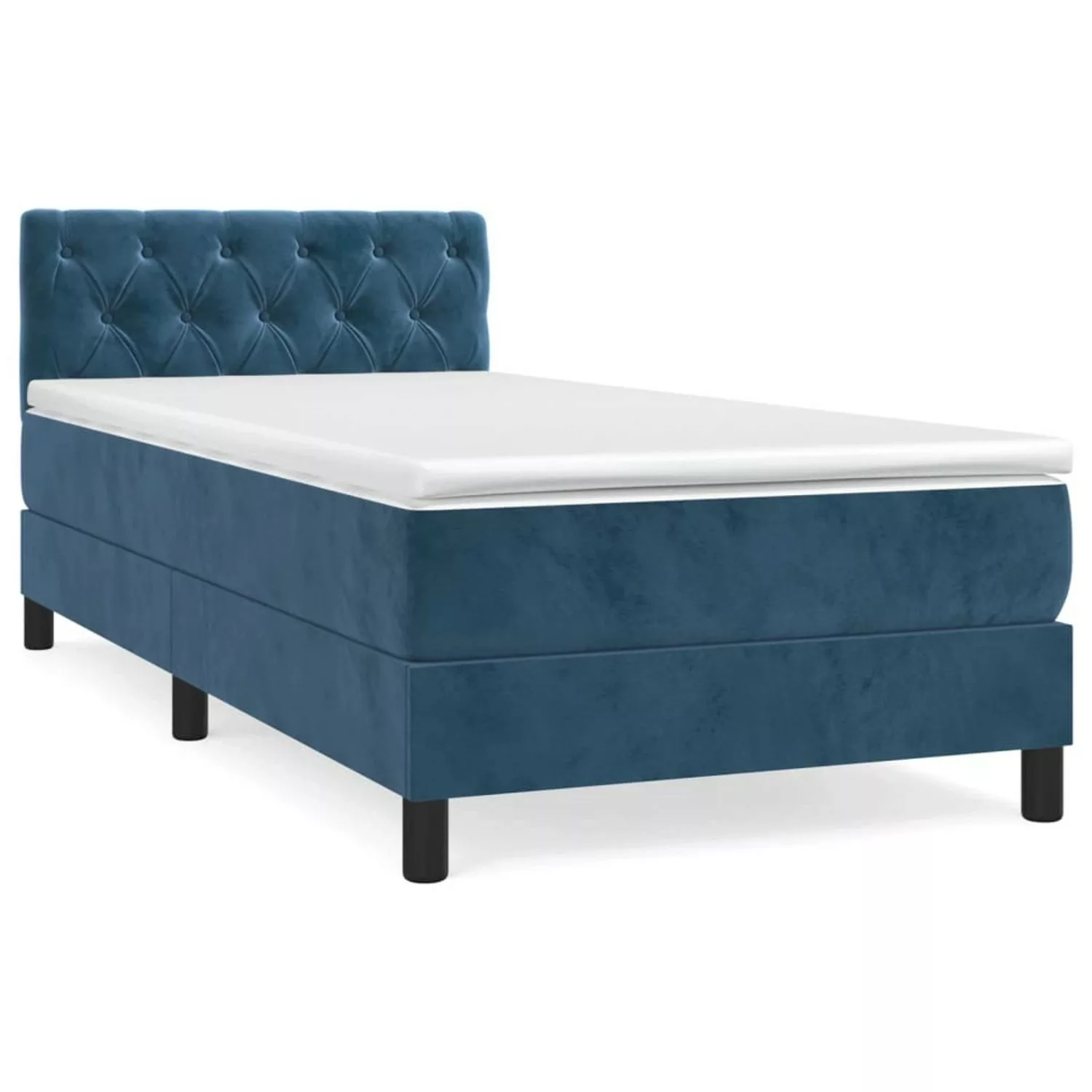 vidaXL Boxspringbett mit Matratze Dunkelblau 80x200 cm Samt1537781 günstig online kaufen