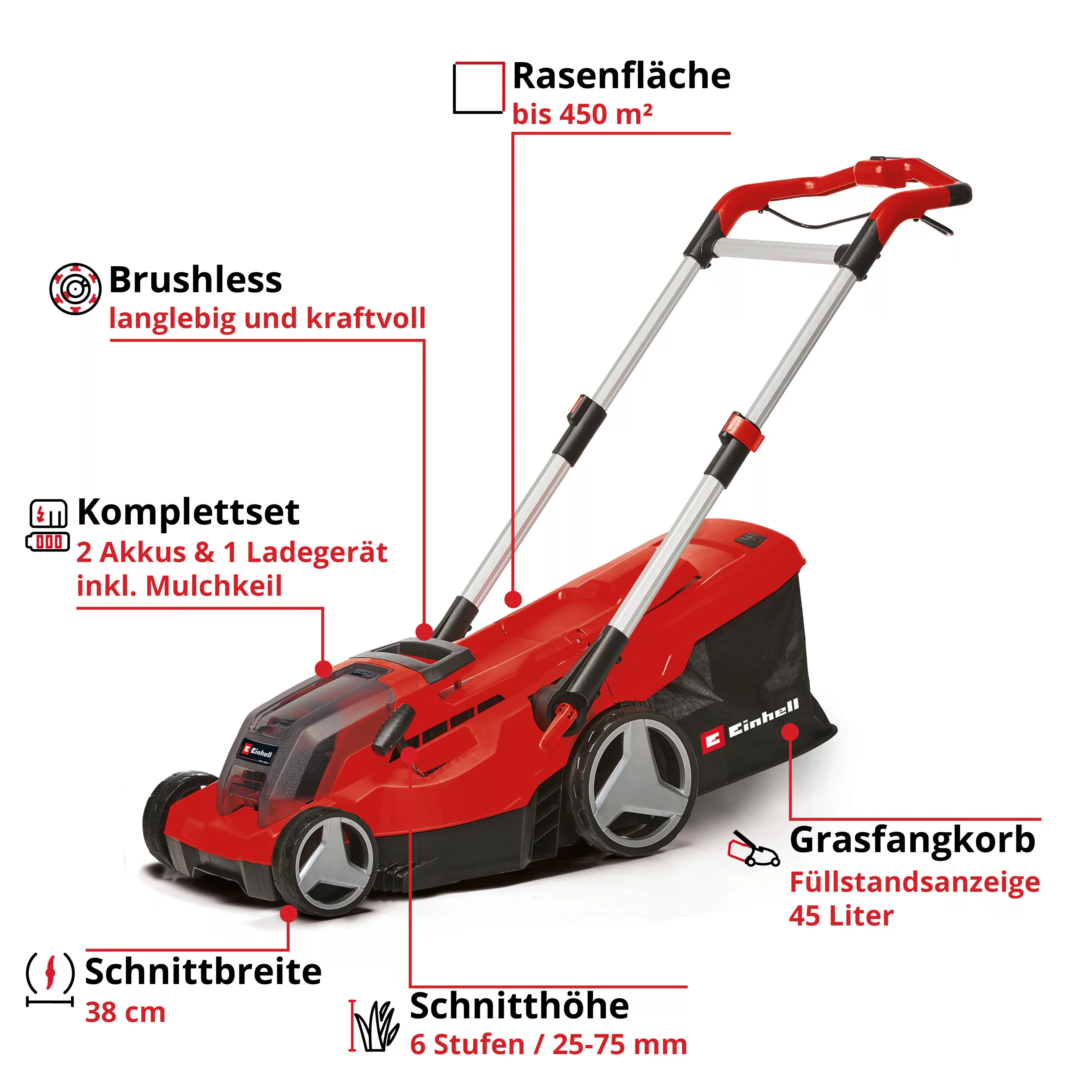 Einhell Akkurasenmäher "Professional GP-CM 36/450", 2 x 4 Ah Akku, Twinchar günstig online kaufen