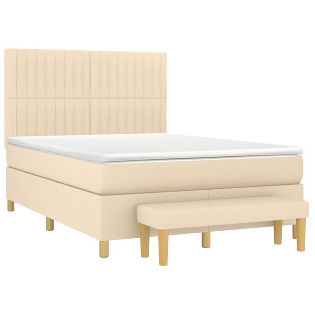 vidaXL Bett Boxspringbett mit Matratze Creme 140x190 cm Stoff günstig online kaufen