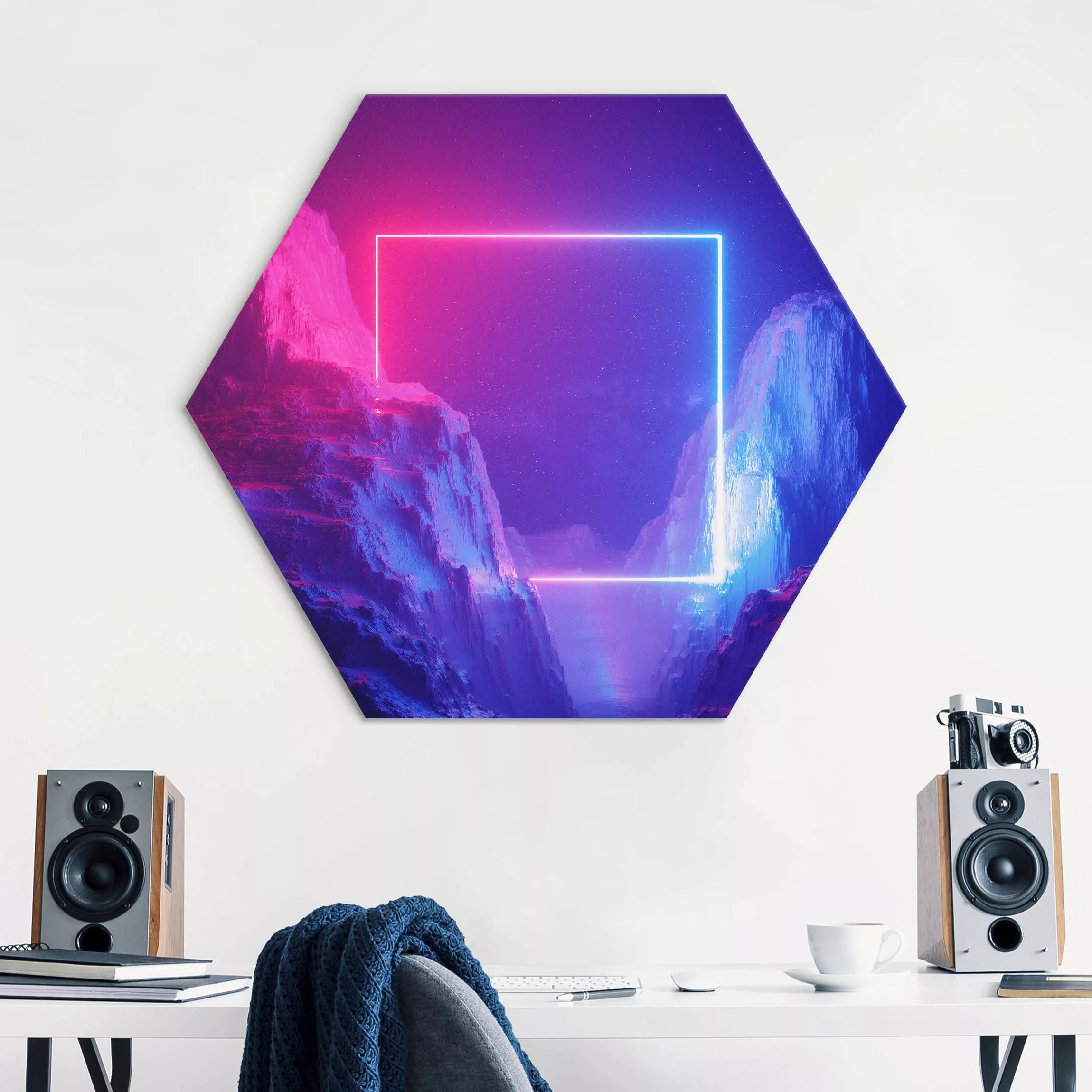 Hexagon-Forexbild Quadratisches Neonlicht günstig online kaufen