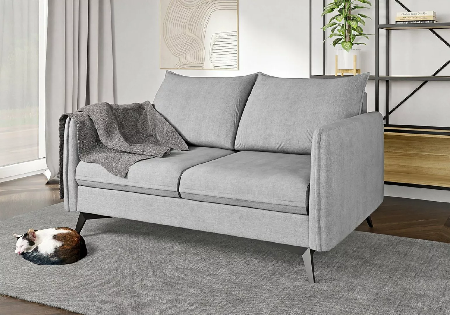 S-Style Möbel 2-Sitzer Modernes Sofa Azalea mit Schwarz Metall Füßen, mit W günstig online kaufen