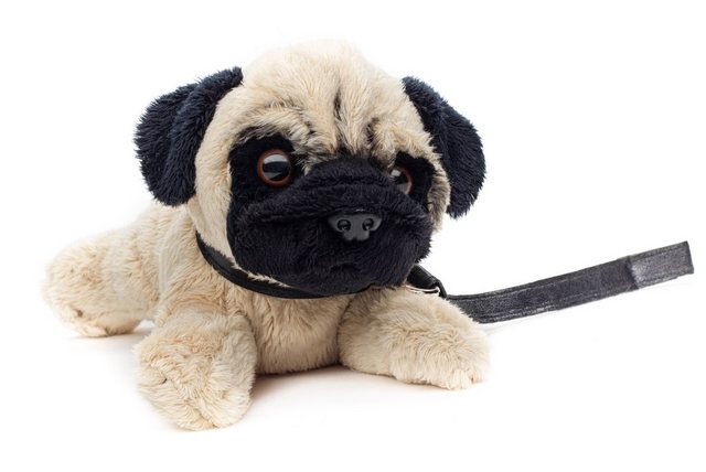 Uni-Toys Kuscheltier Mops Plushie (mit Leine) - 21 cm (Länge) - Plüsch-Hund günstig online kaufen