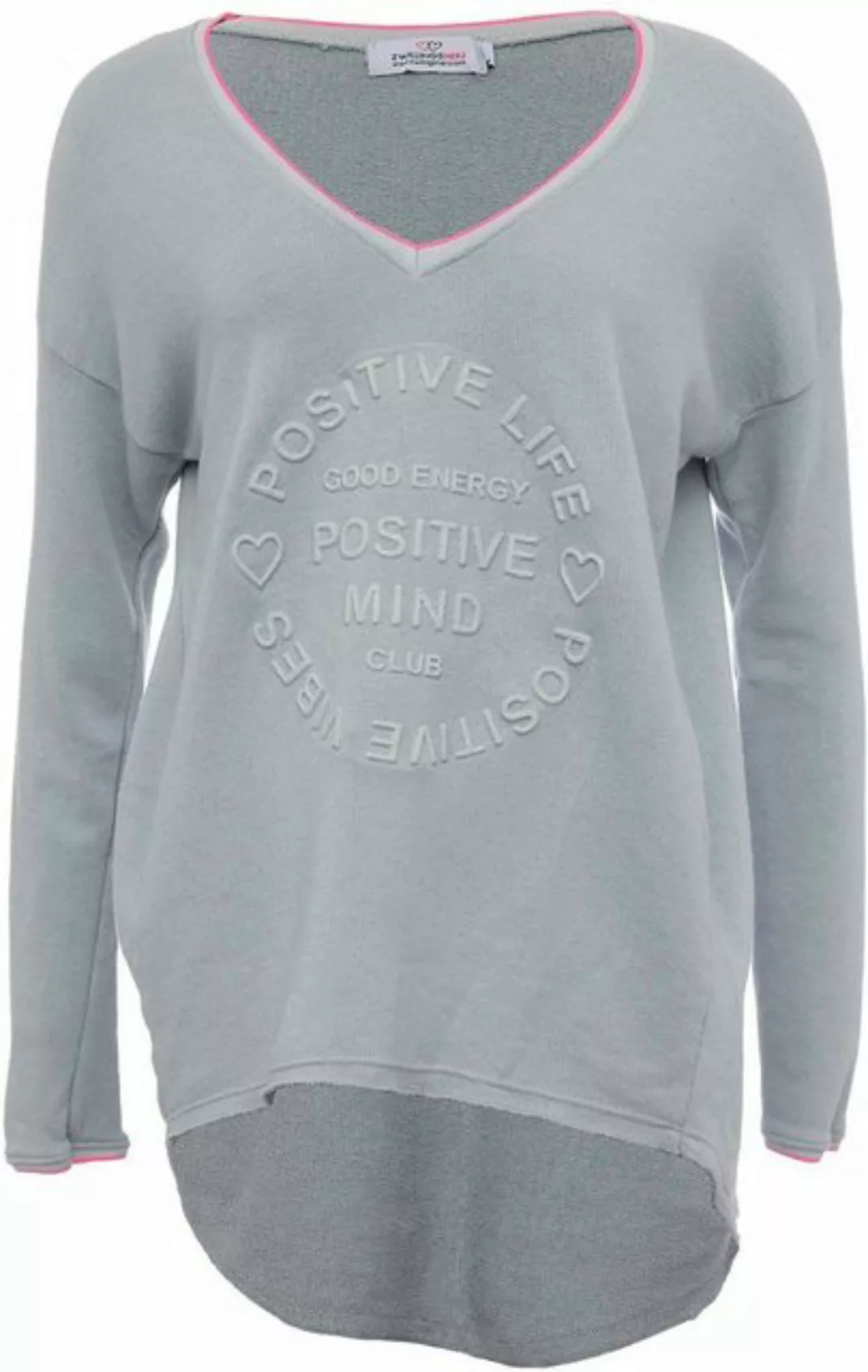 Zwillingsherz Sweatshirt Sweatshirt Positive Mind mit Neonkante V-Ausschnit günstig online kaufen