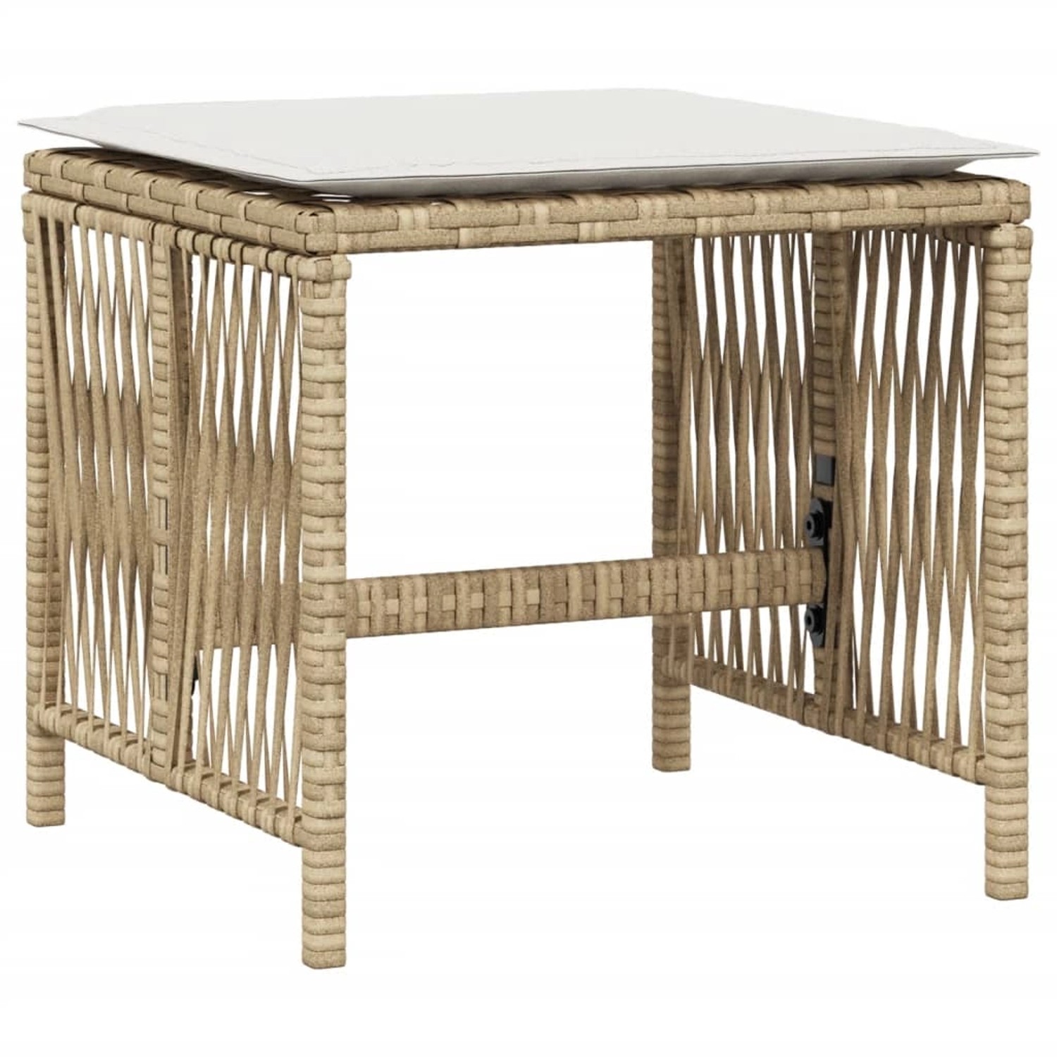 vidaXL Gartenhocker mit Kissen 4 Stk. Beige 41x41x36 cm Poly Rattan günstig online kaufen