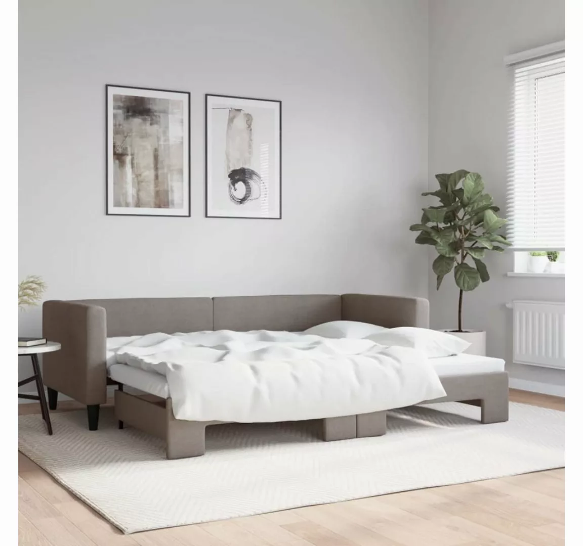 vidaXL Gästebett Gästebett Tagesbett Ausziehbar Taupe 80x200 cm Stoff Bett günstig online kaufen