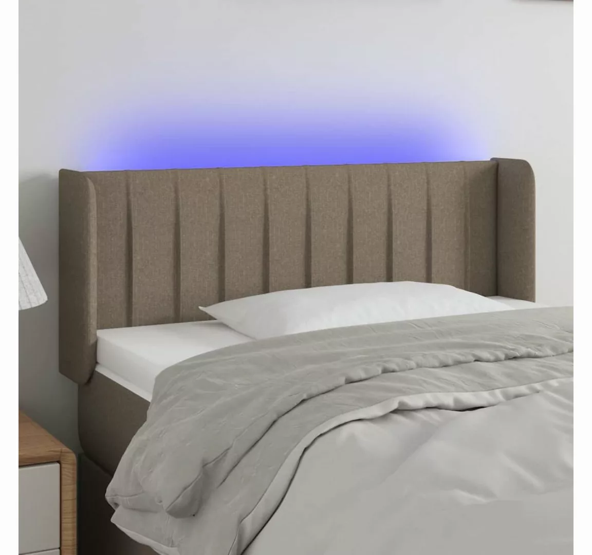 vidaXL Bett, LED Kopfteil Taupe 93x16x78/88 cm Stoff günstig online kaufen