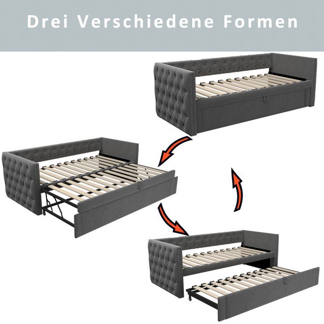 HAUSS SPOLE Schlafsofa 90x200cm Klassische Vollform mit Knöpfen, Mit Latten günstig online kaufen