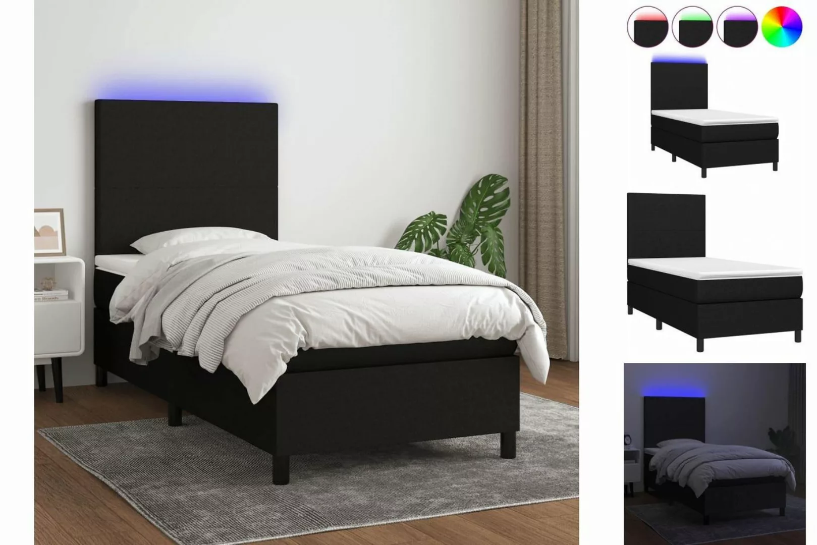 vidaXL Boxspringbett Bett Boxspringbett mit Matratze & LED Stoff (100 x 200 günstig online kaufen