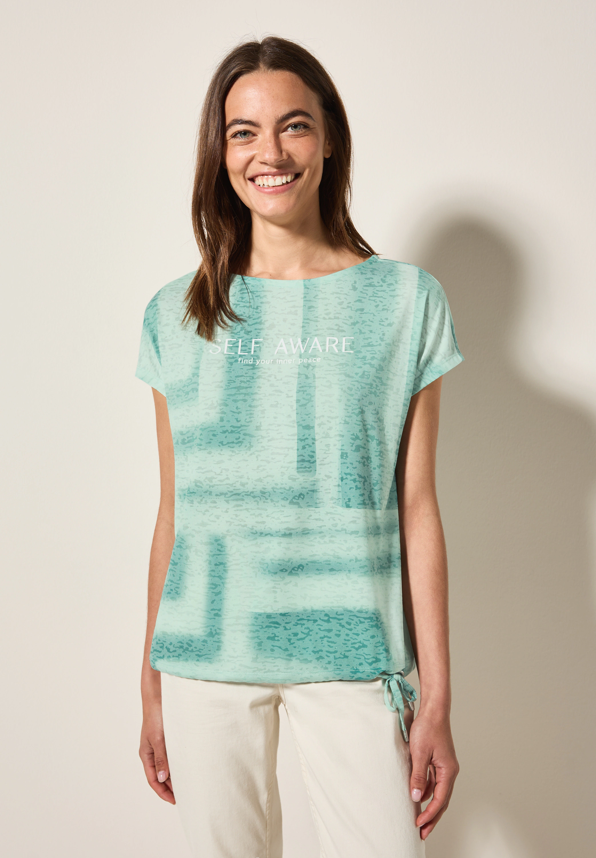 Cecil Print-Shirt, mit Tunnelzug am Saum günstig online kaufen