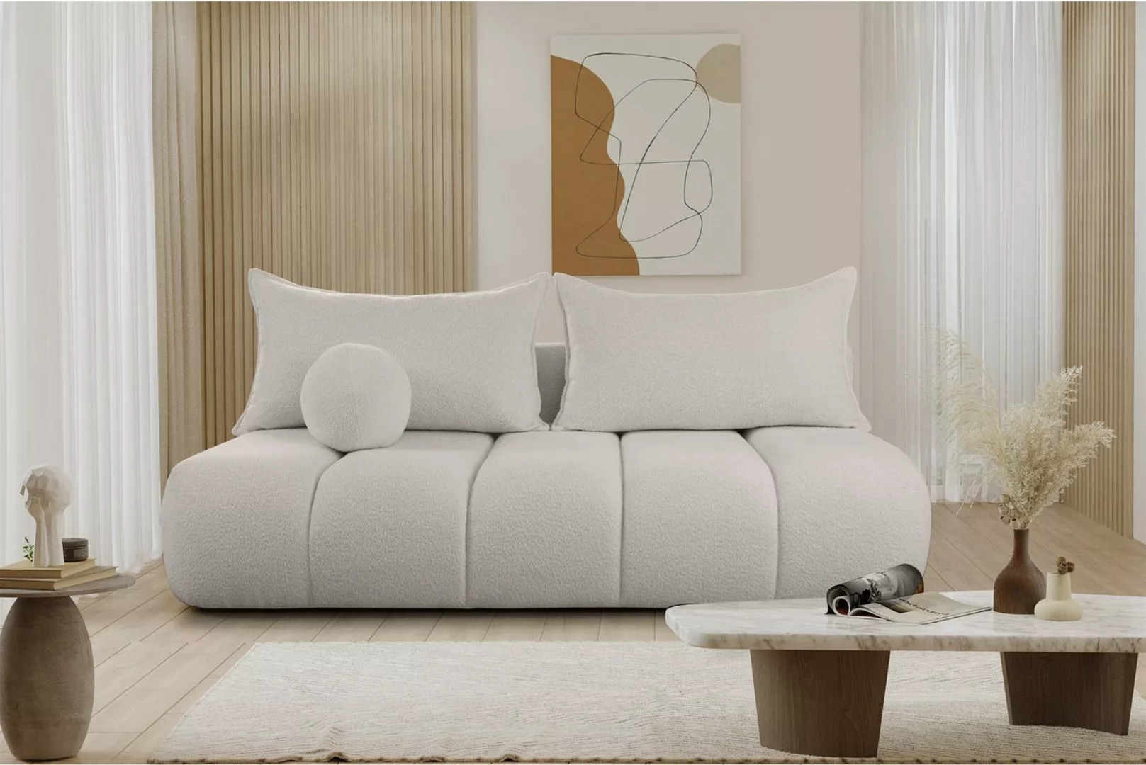 Fun Möbel Schlafsofa Designersofa Sofa 3-Sitzer ANZIA in Stoff Ascot Bukla, günstig online kaufen