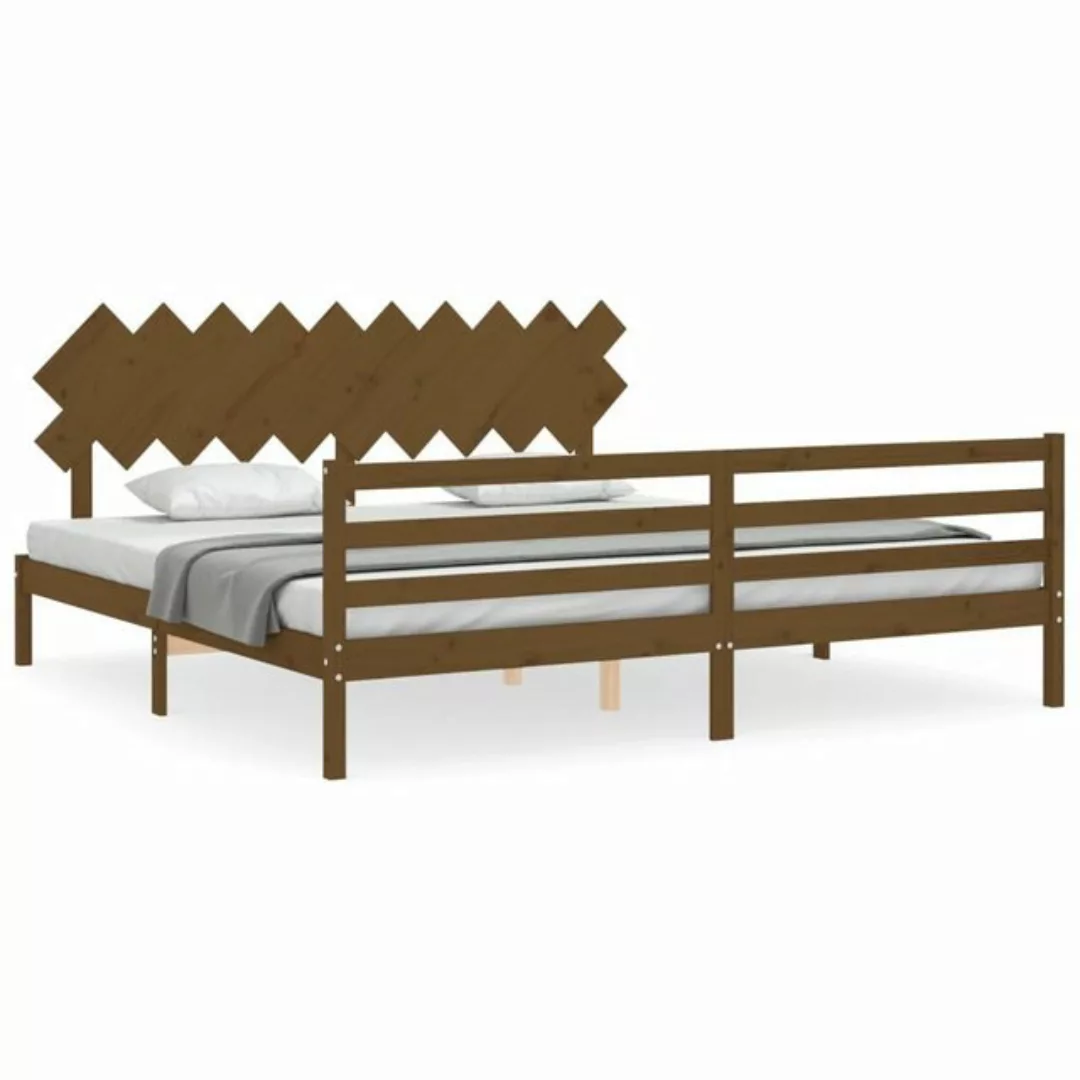 furnicato Bett Massivholzbett mit Kopfteil Honigbraun 200x200 cm günstig online kaufen