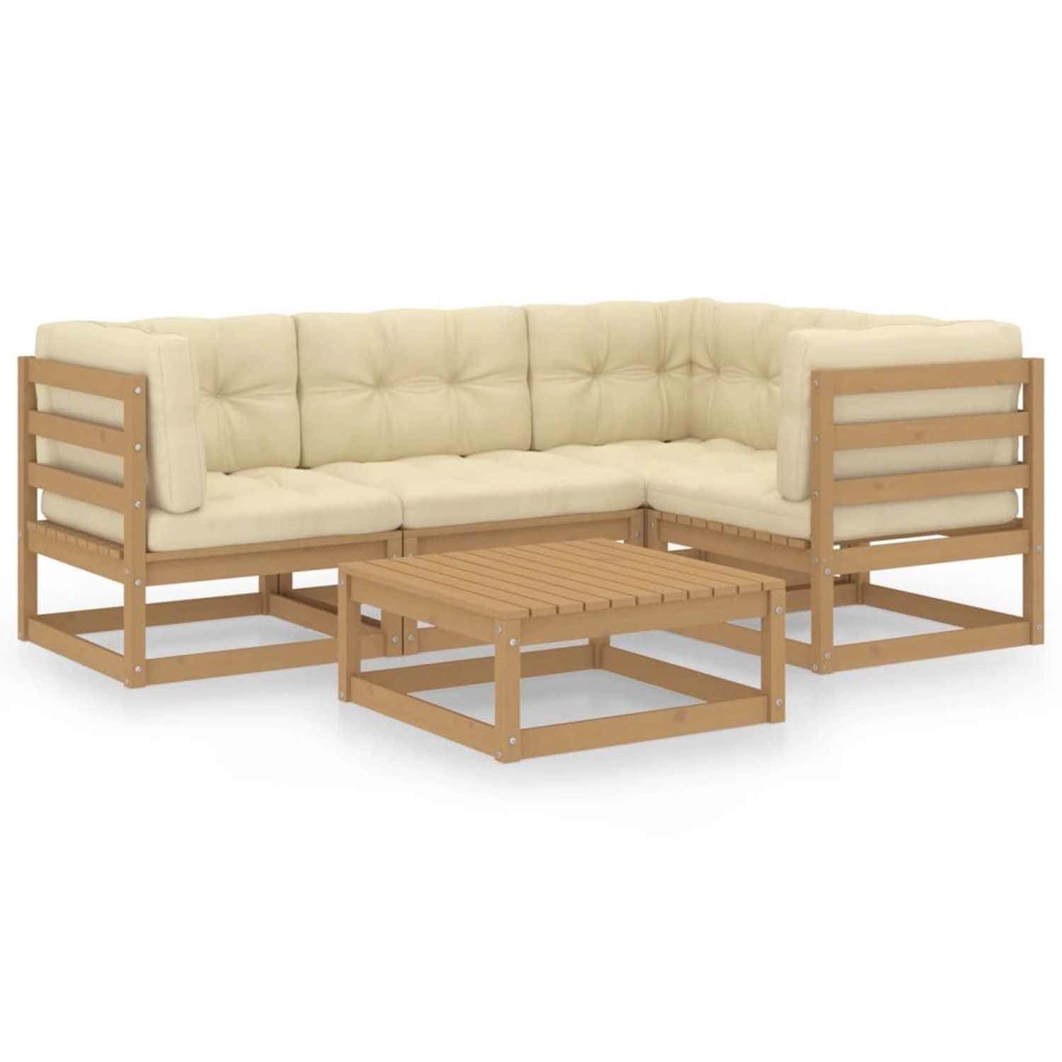 vidaXL 5-tlg Garten-Lounge-Set mit Kissen Kiefer Massivholz Modell 41 günstig online kaufen