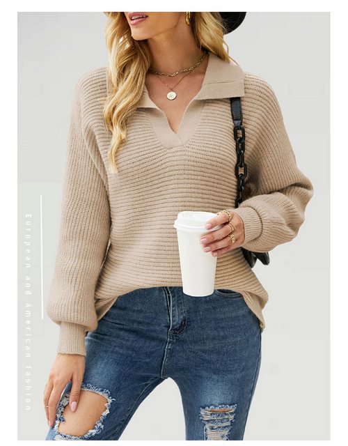 Nebelmeer Strickpullover Herbst- und Winterstil, umgeschlagener Kragen, rei günstig online kaufen