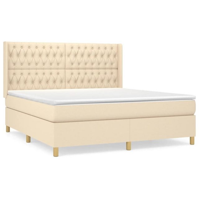 vidaXL Bettgestell Boxspringbett mit Matratze Creme 180x200 cm Stoff Bett B günstig online kaufen