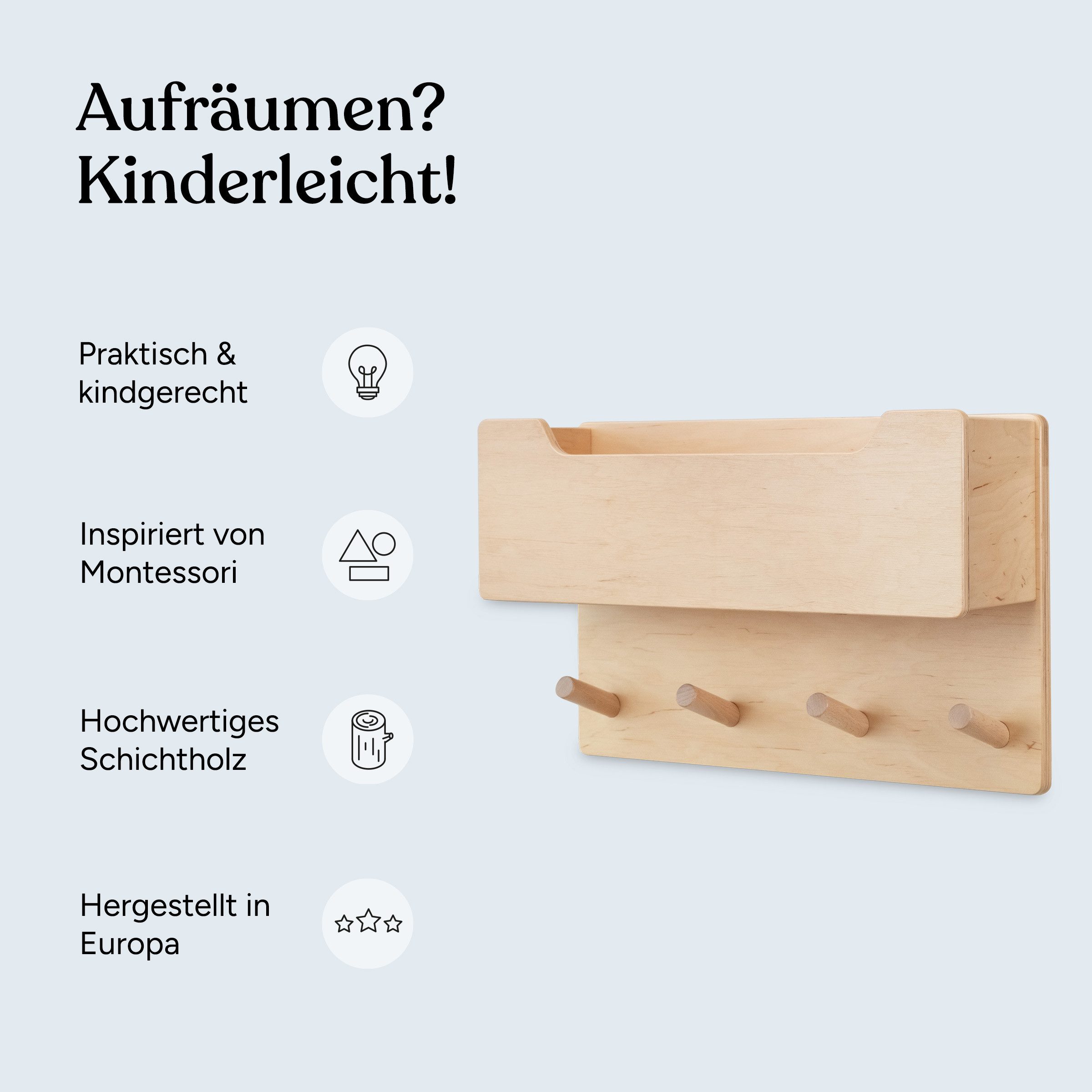 Ehrenkind Wandgarderobe für Kinder, Kindergarderobe (Garderobe günstig online kaufen