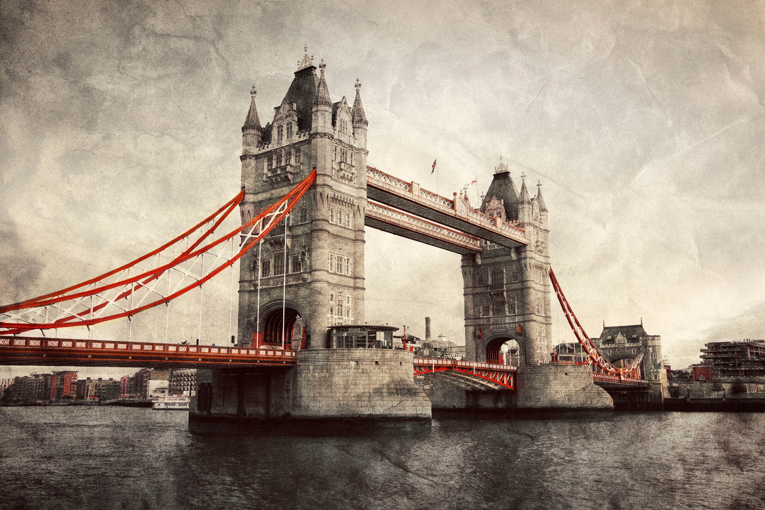 queence Leinwandbild "Tower Bridge", London-Schwarz-Weiß-Kunst-Modern-Brück günstig online kaufen