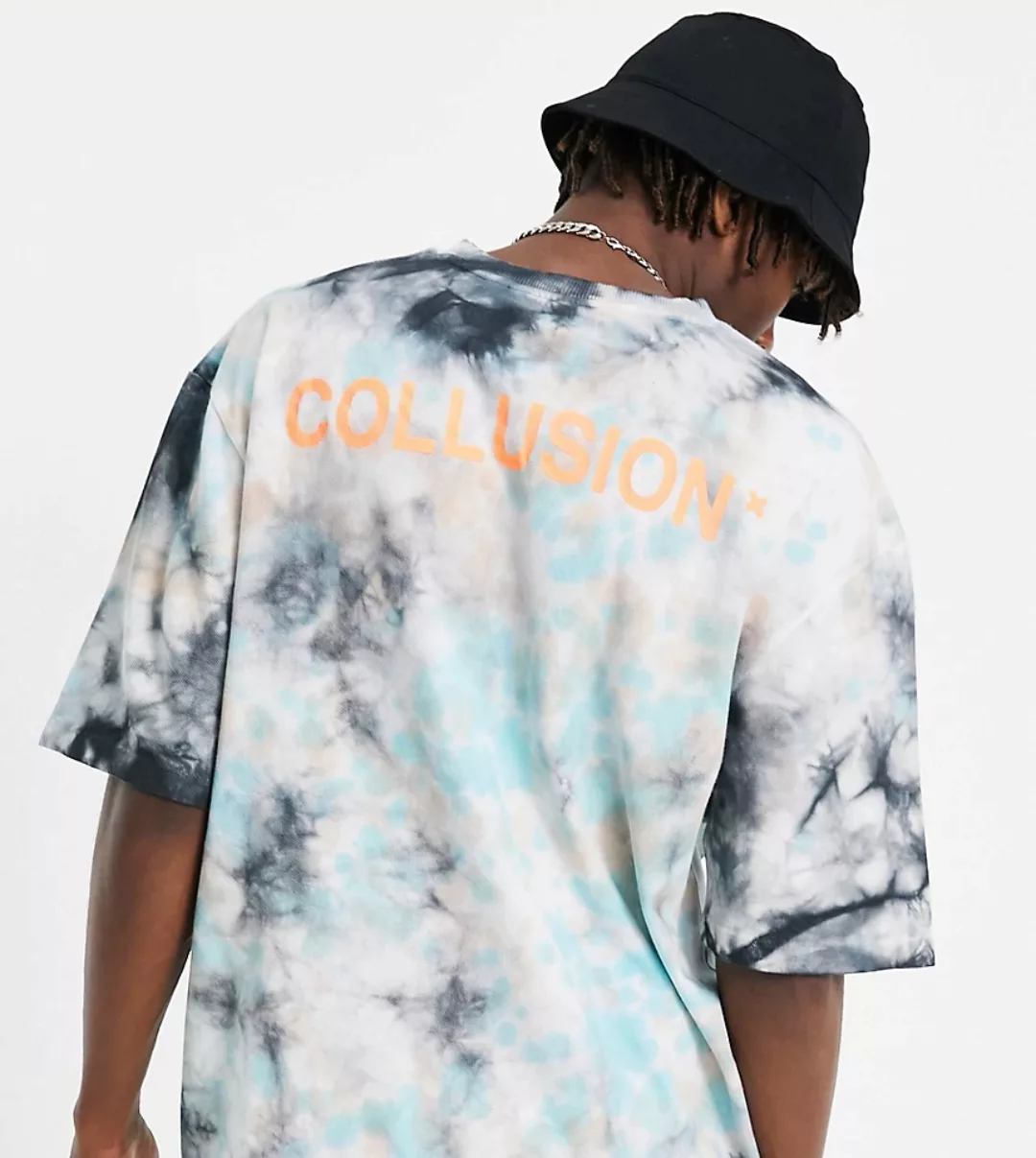 COLLUSION – Oversize-T-Shirt aus Pikee mit Batikmuster und Logo-Mehrfarbig günstig online kaufen