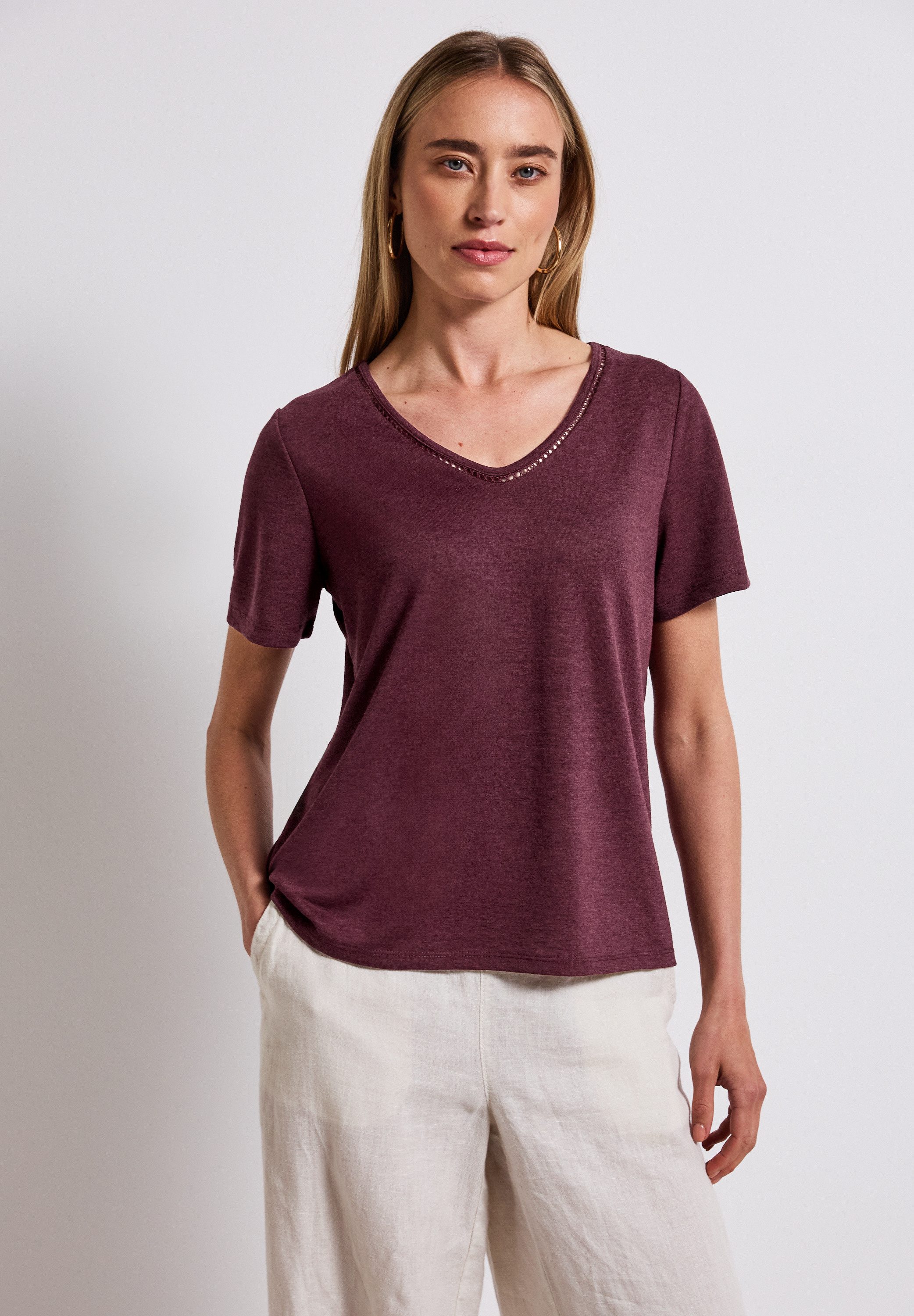 STREET ONE T-Shirt, aus elastischem Materialmix günstig online kaufen