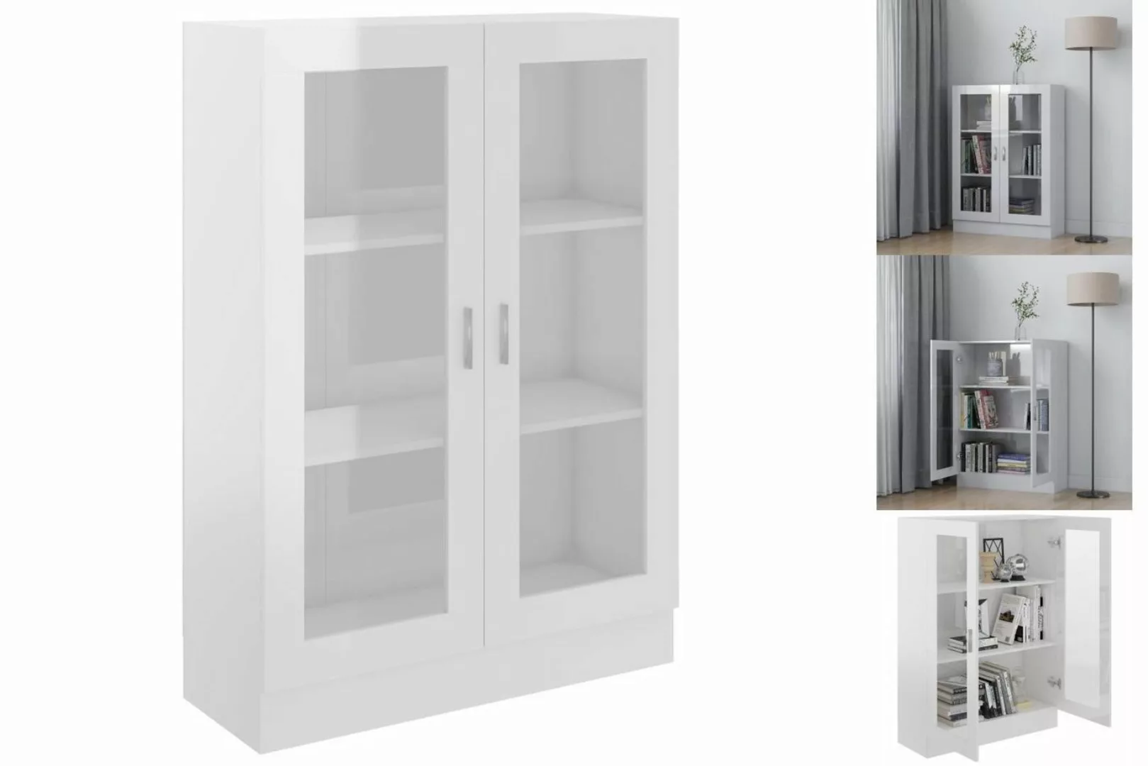 vidaXL Vitrine Bücherschrank Vitrinenschrank Vitrine Hochglanz-Weiß 82,5x30 günstig online kaufen