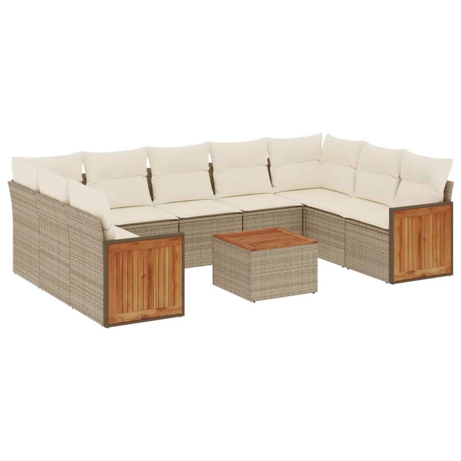 vidaXL 10-Tlg Garten-Sofagarnitur mit Kissen Beige Poly Rattan 3260364 günstig online kaufen