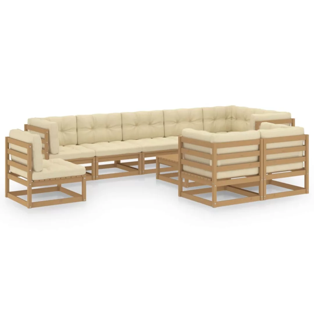 10-tlg. Garten-lounge-set Mit Kissen Kiefer Massivholz günstig online kaufen