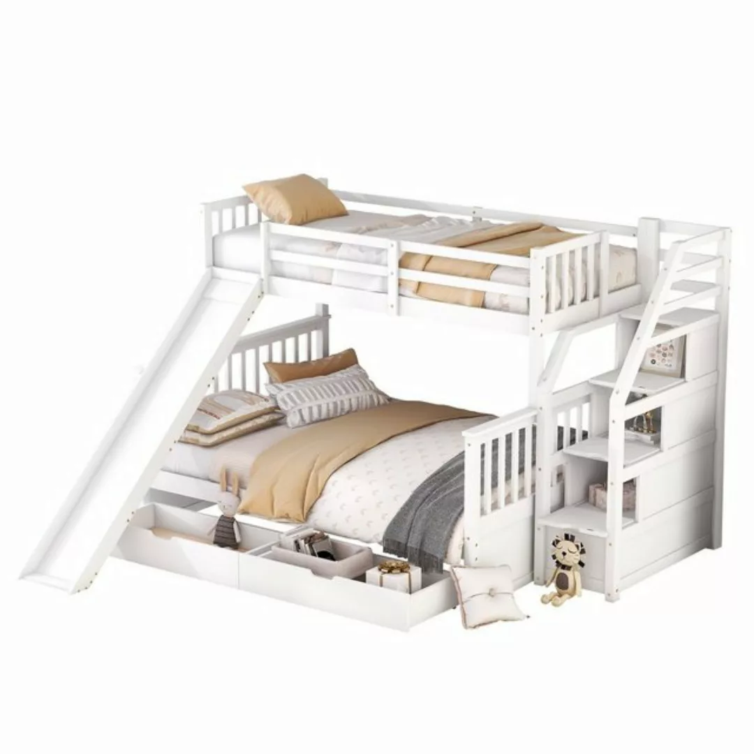 WISHDOR Einzelbett 90 x 200 über 140 x 200 Etagenbett Kinderbett Funktionsb günstig online kaufen