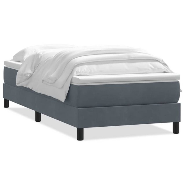 vidaXL Boxspringbett, Boxspringbett mit Matratze Dunkelgrau 100x220 cm Samt günstig online kaufen